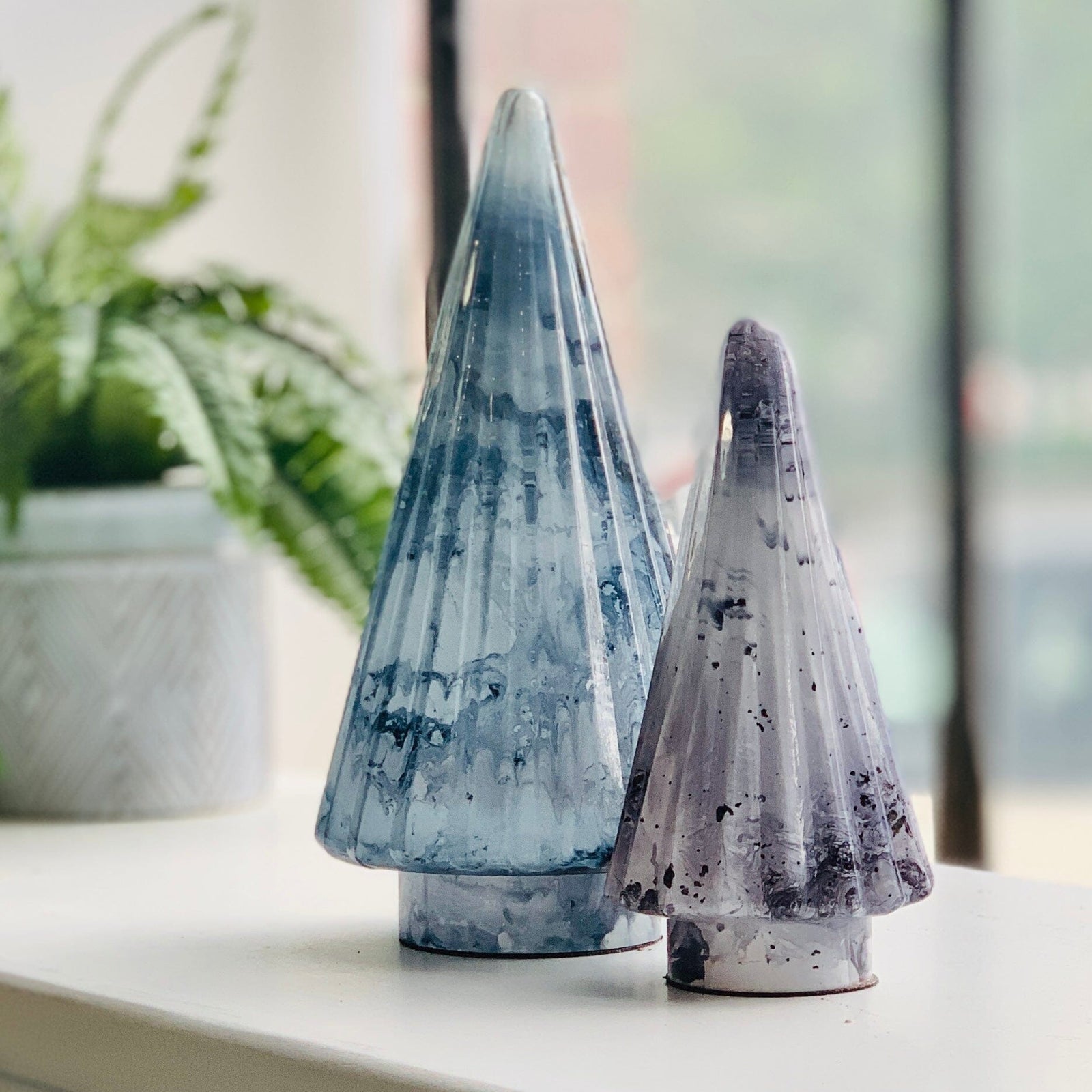 Smoke Marble Ribbed Tree, Small India House Brass 