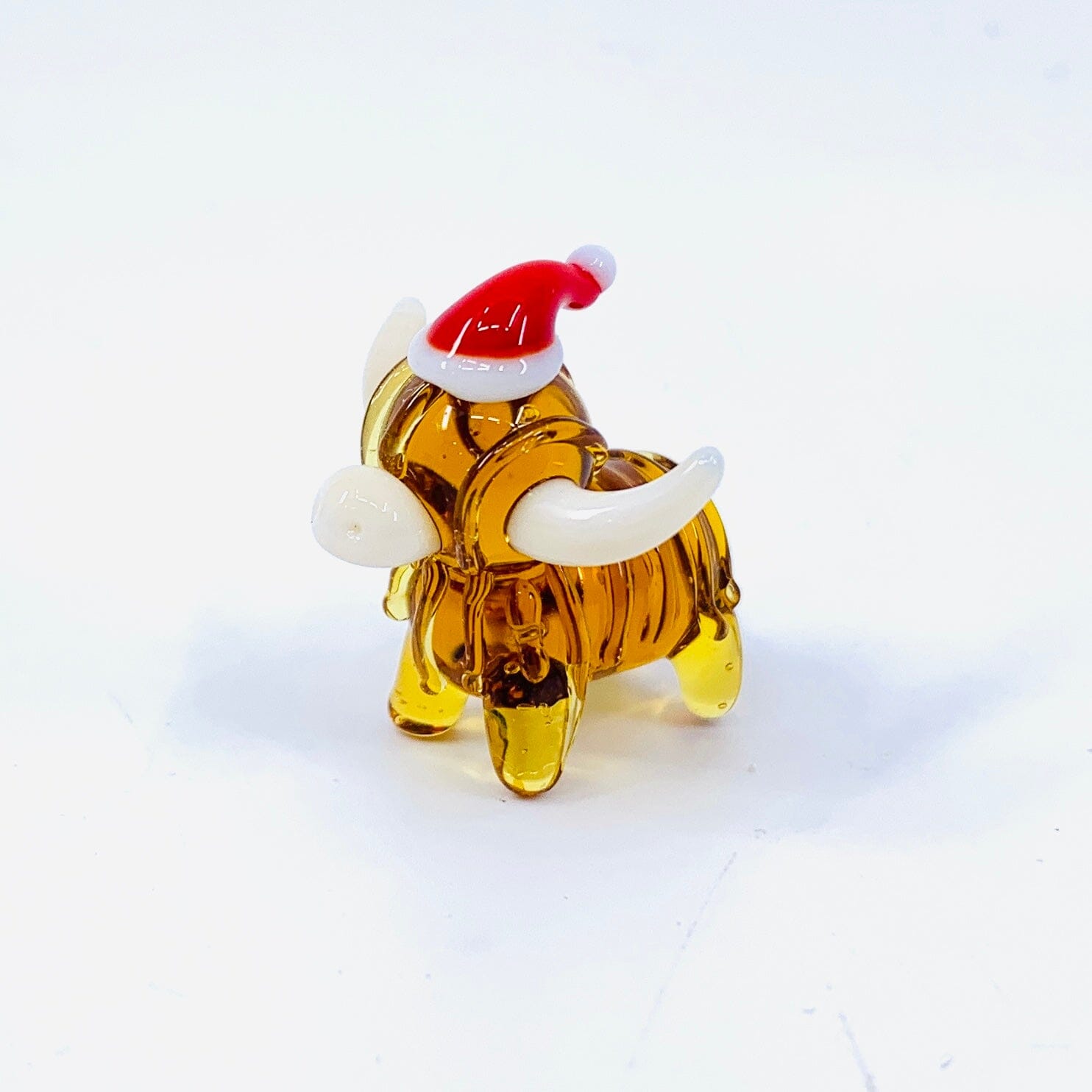 Tiny Glass Santa Highland Cow Miniature GANZ 