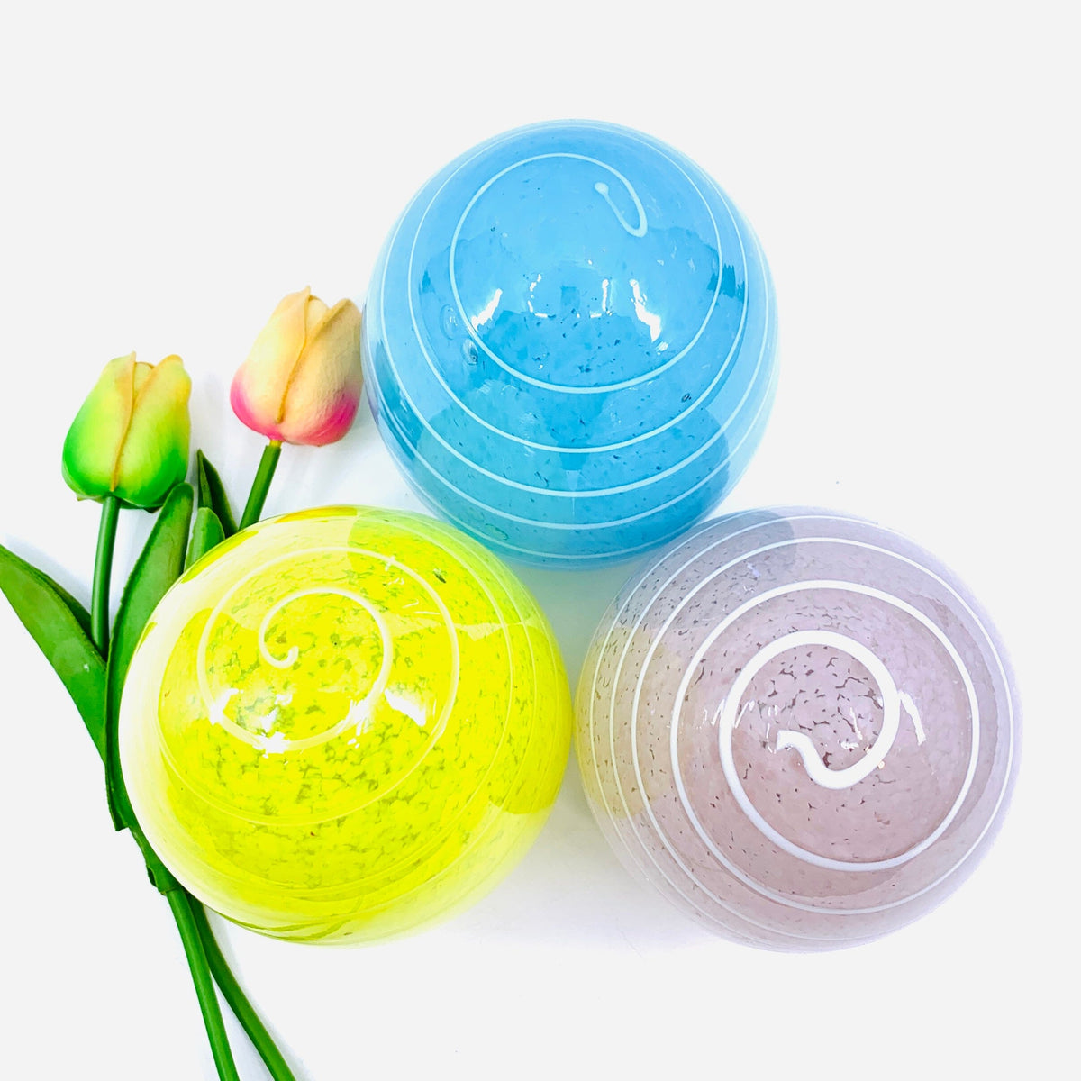 Large Blown Striped Eggs, Blue Diamond Star 