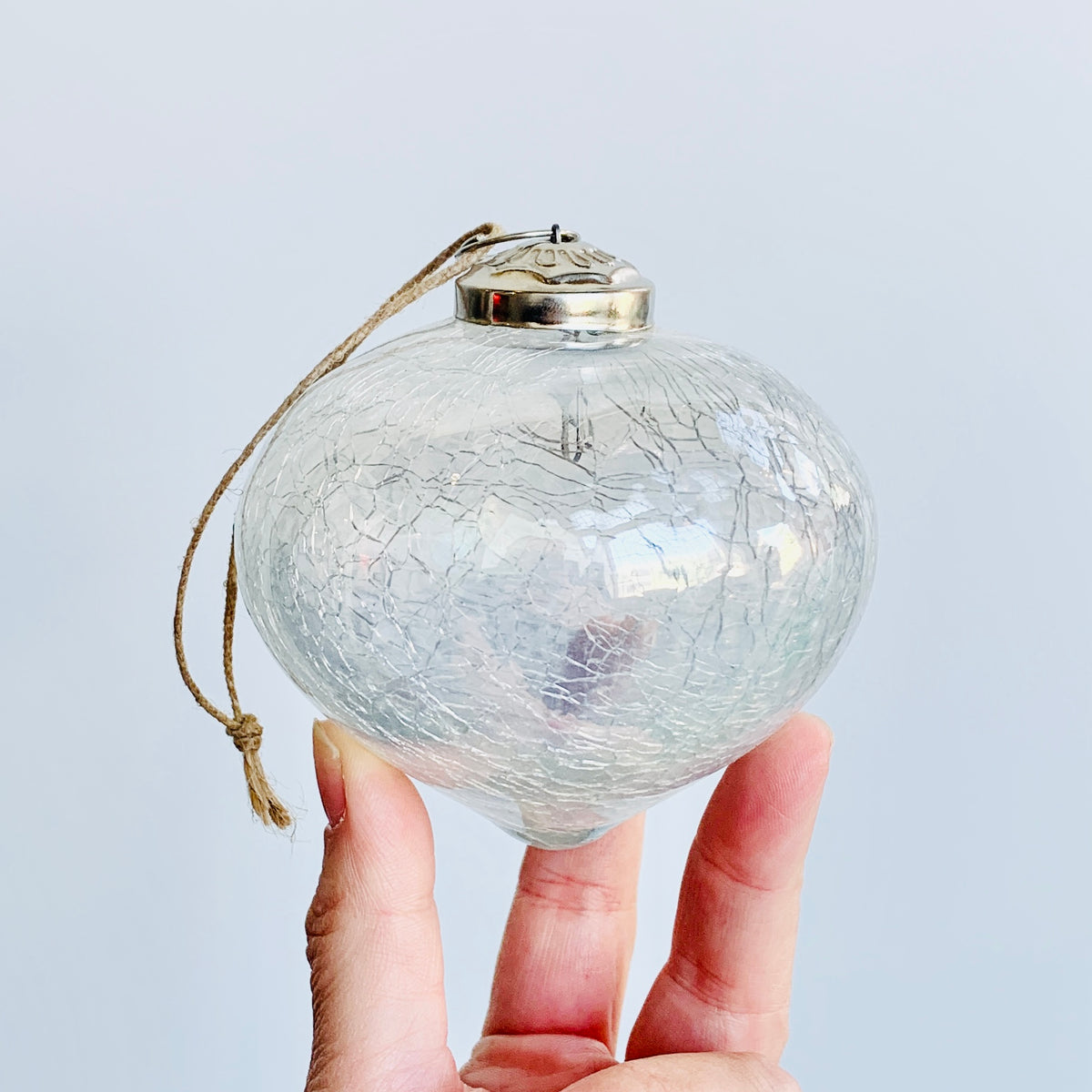 Crackle Glass Diamond Ornament 58, Clear Luster