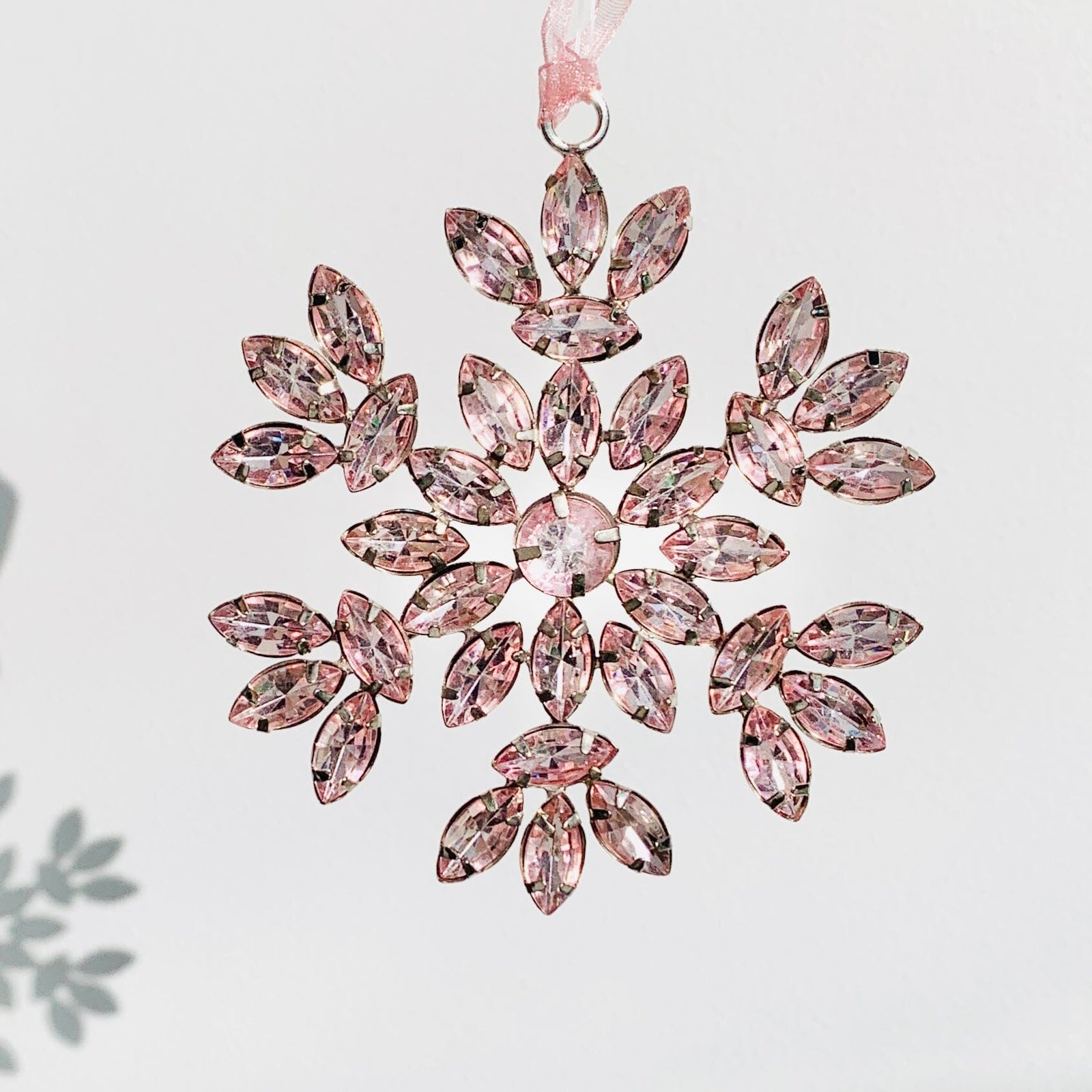 Snowflake Pink Jewel Ornament 12 Oak Street 
