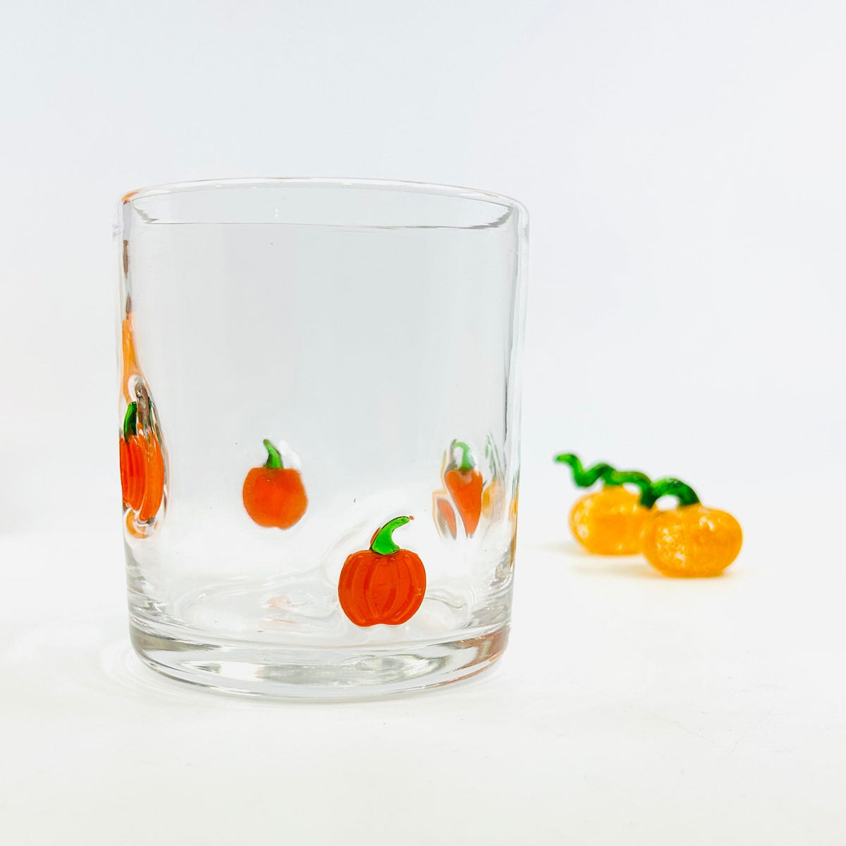 Pumpkin Double Old Fashioned Glass Decor Tag 