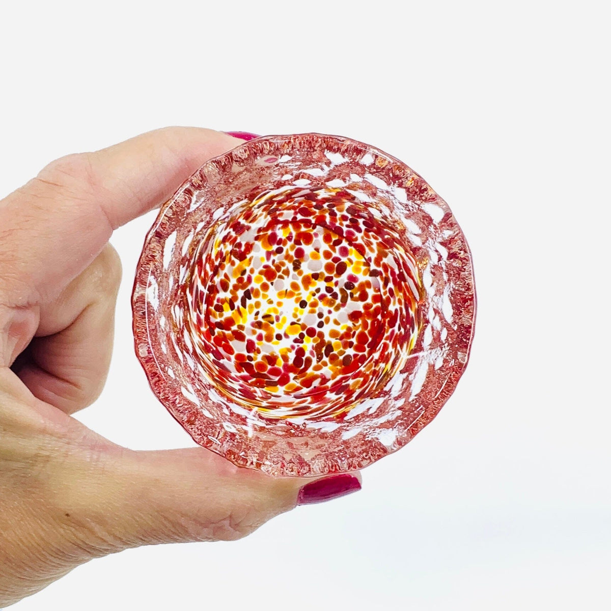 Recycled Glass Confetti Bowls Decor Creative Co-Op Red 