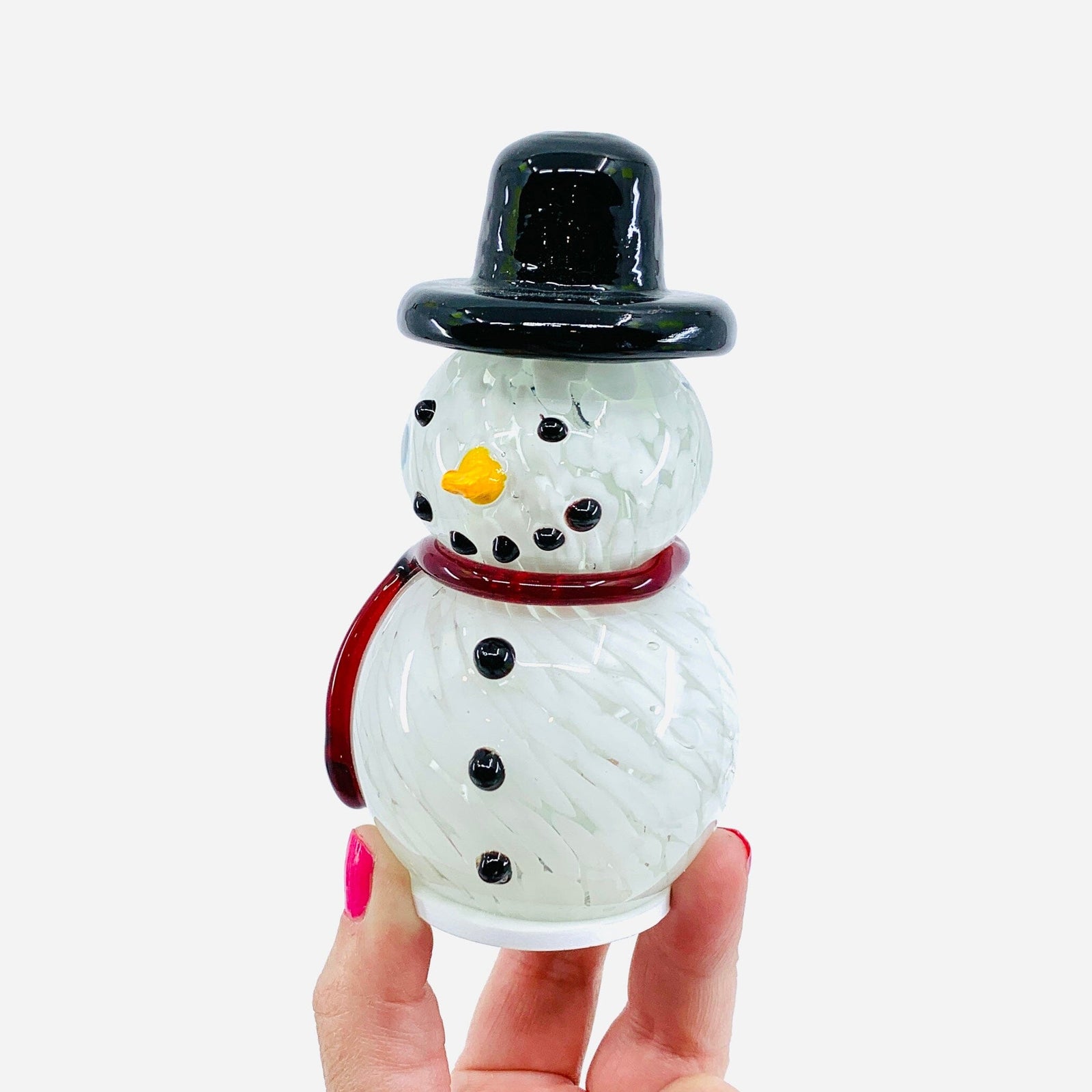 Grinning 5” Lite-Up Blown Glass Snowman Diamond Star 