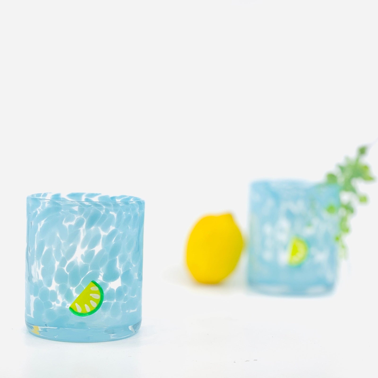 Lemon Slice Confetti Double Old Fashioned Glass Decor Tag 