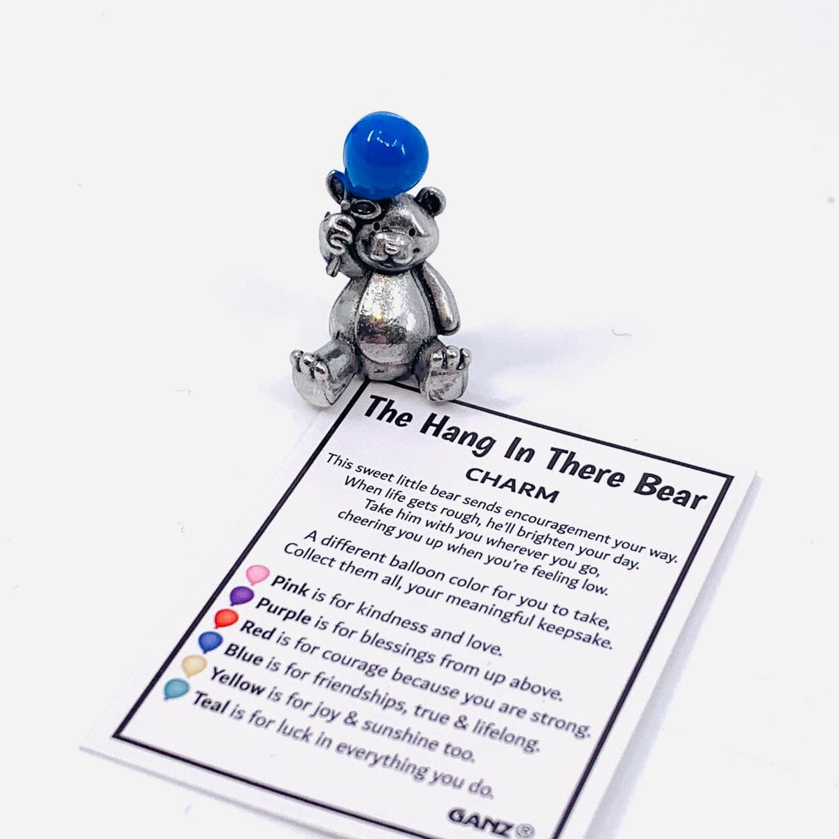 The Hang in There Bear Charm PT165 Miniature GANZ Blue 