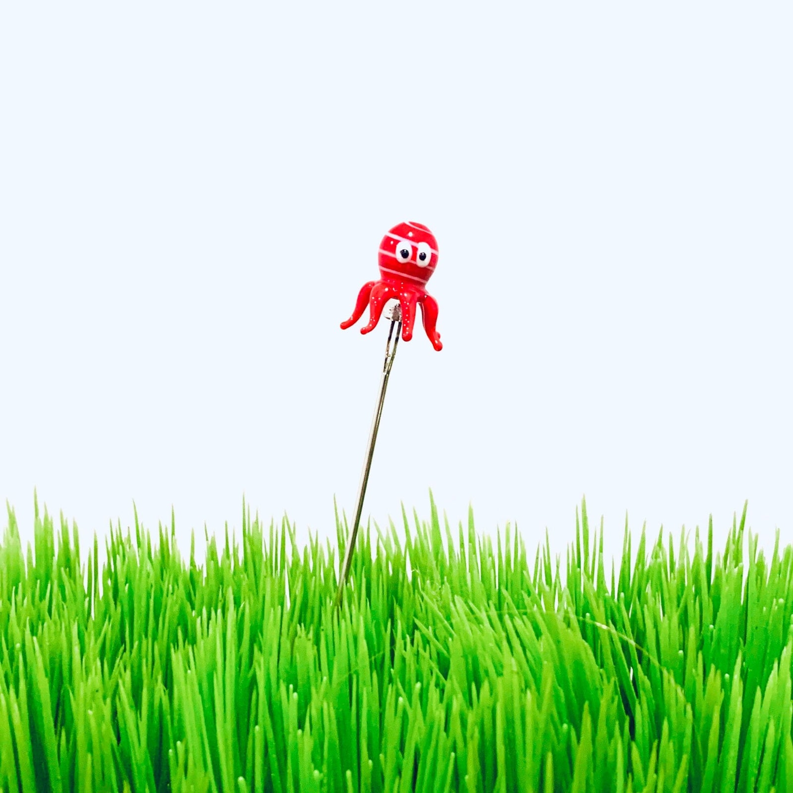 Tiny Glass Animal Garden Stake 15, Octopus Decor - 