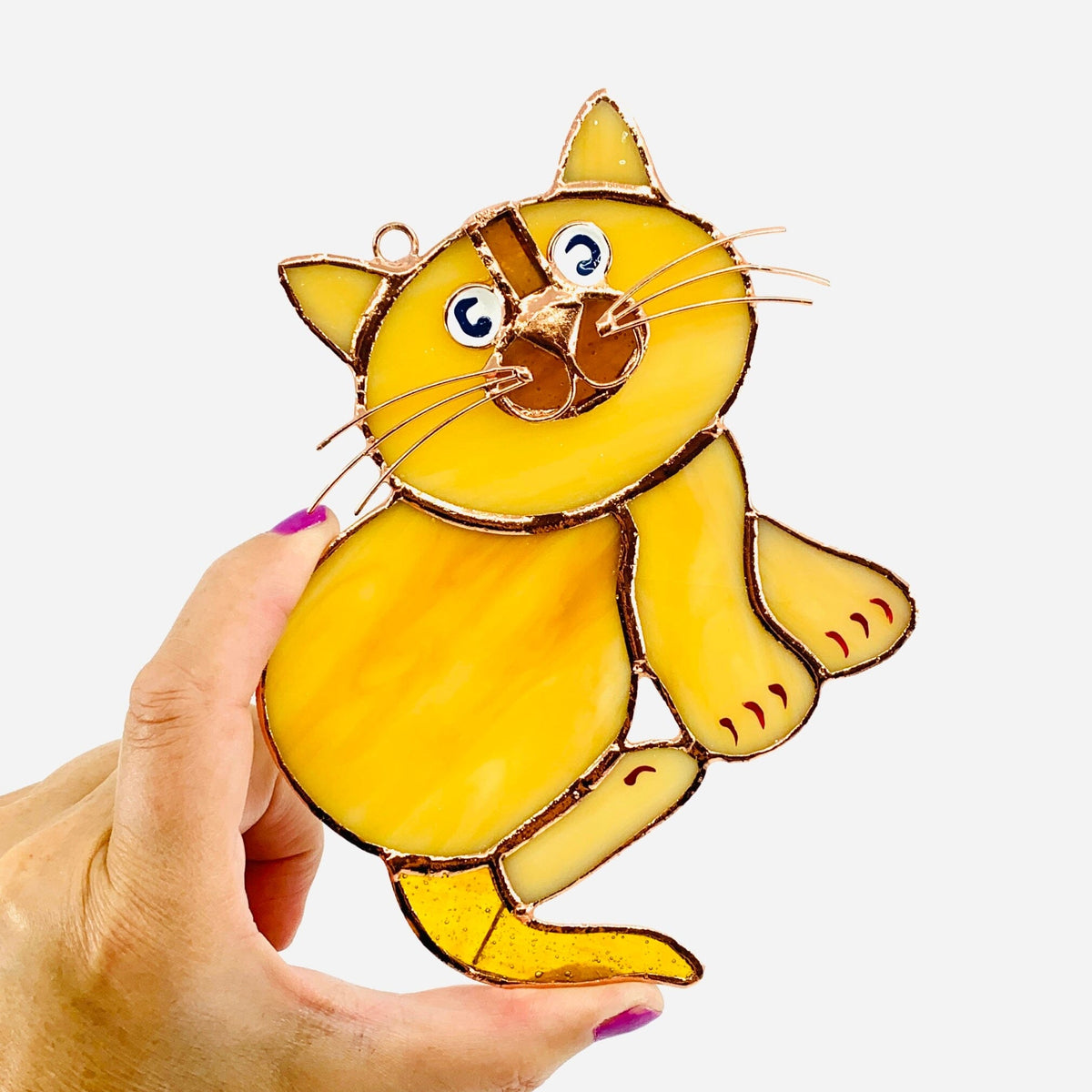 Stained Glass Suncatcher, Tan Cat Decor Gift Essentials 