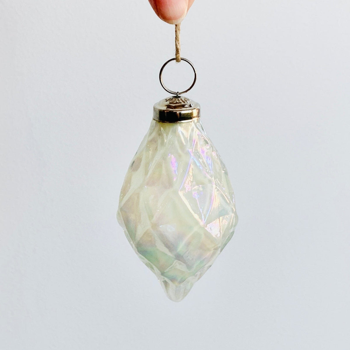 Glass Faceted Diamond Ornament 51, Pearl Ornament India House Brass 