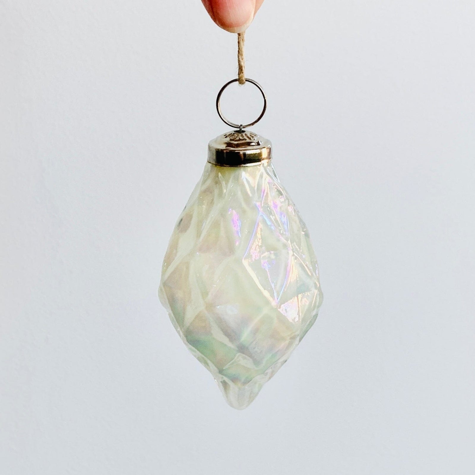 Glass Faceted Diamond Ornament 51, Pearl Ornament India House Brass 