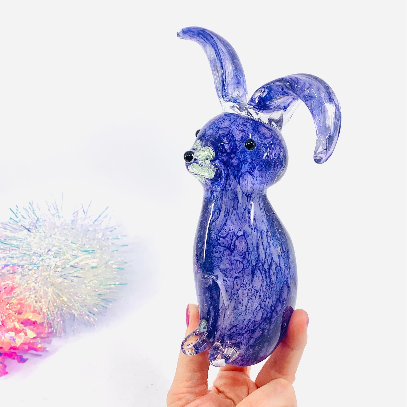Large Glass Rabbit, Purple Peter Decor Chesapeake Bay 