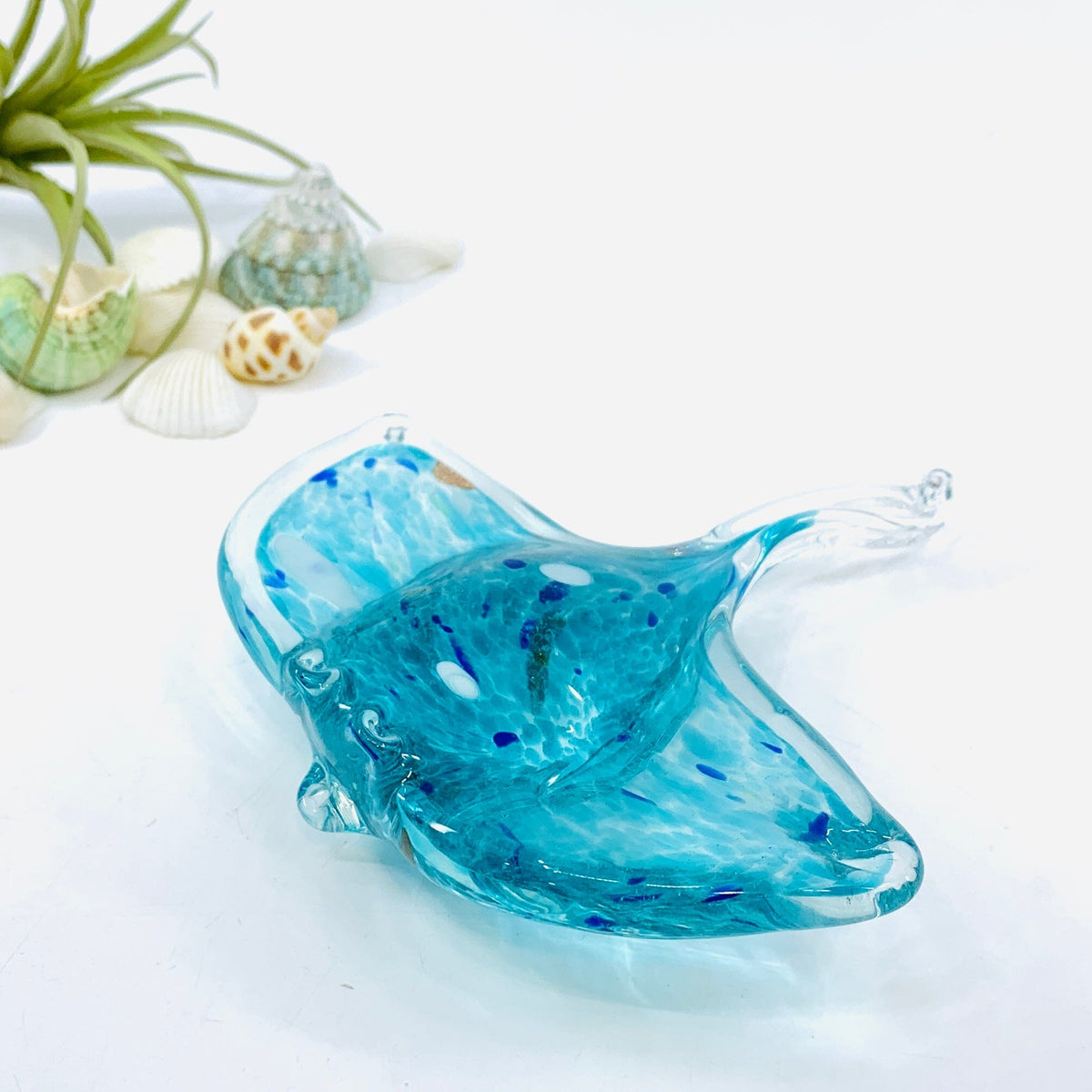 Glass Aqua Stingray Paperweight Decor Chesapeake Bay 