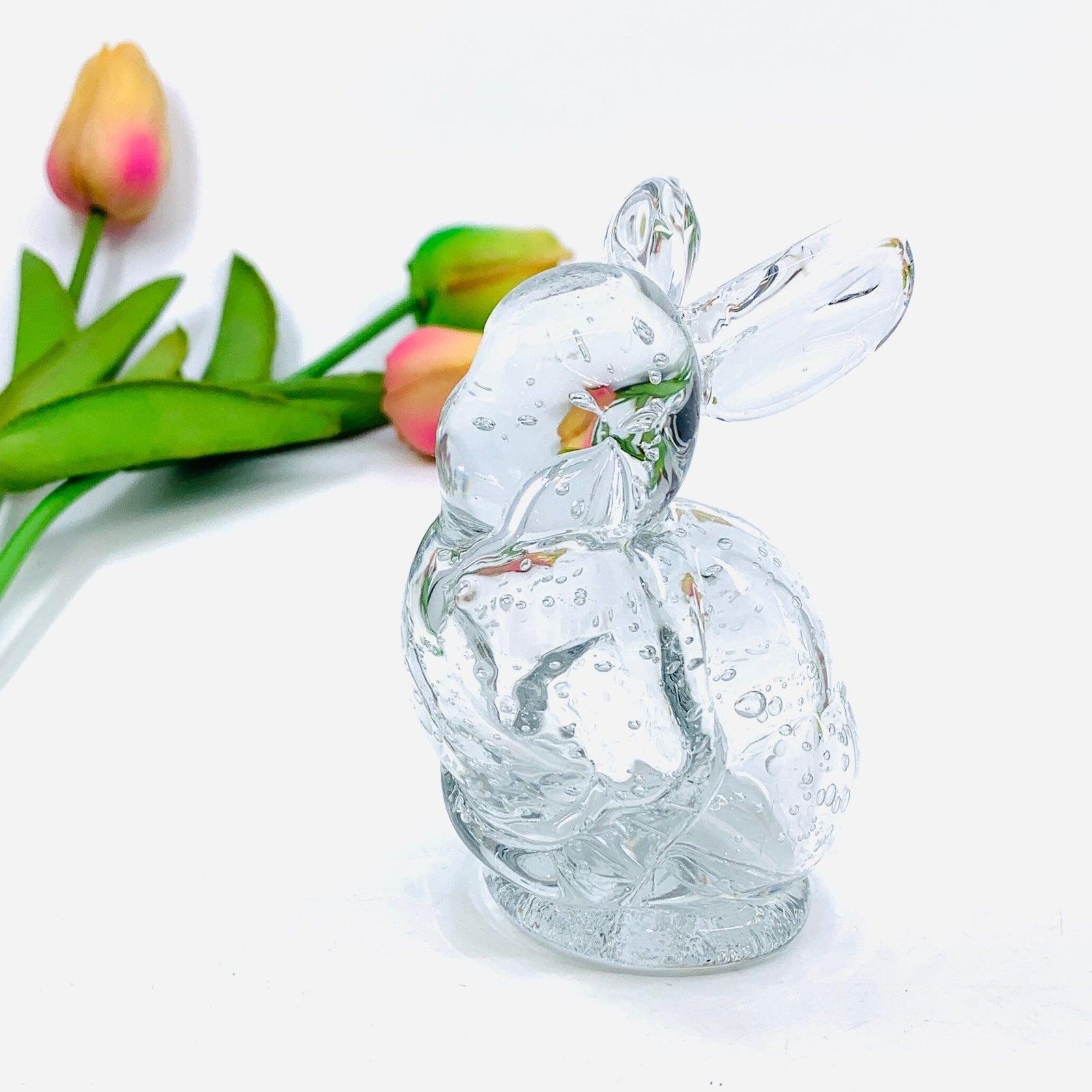 Glass Easter Baby Bunny, Ice Diamond Star 