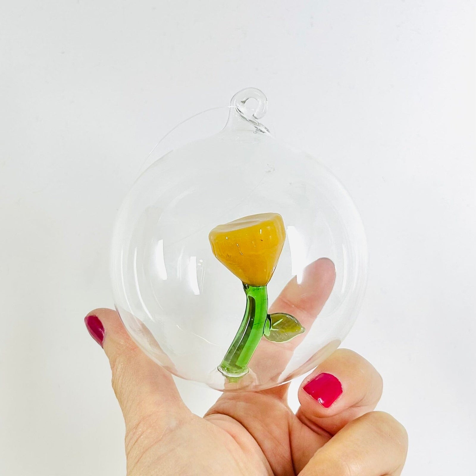 Glass Icon Ornament, Amber Flower ICHENDORF 