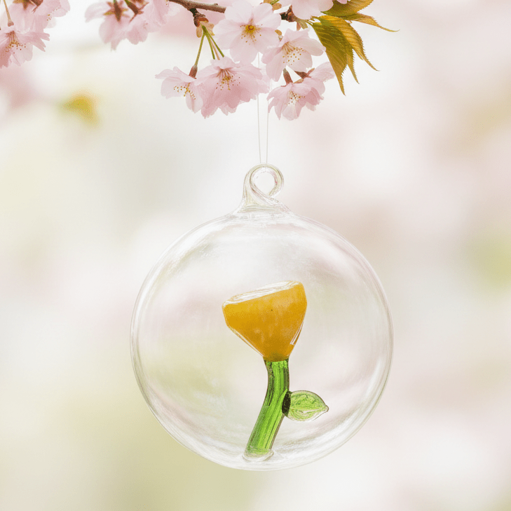 Glass Icon Ornament, Amber Flower ICHENDORF 