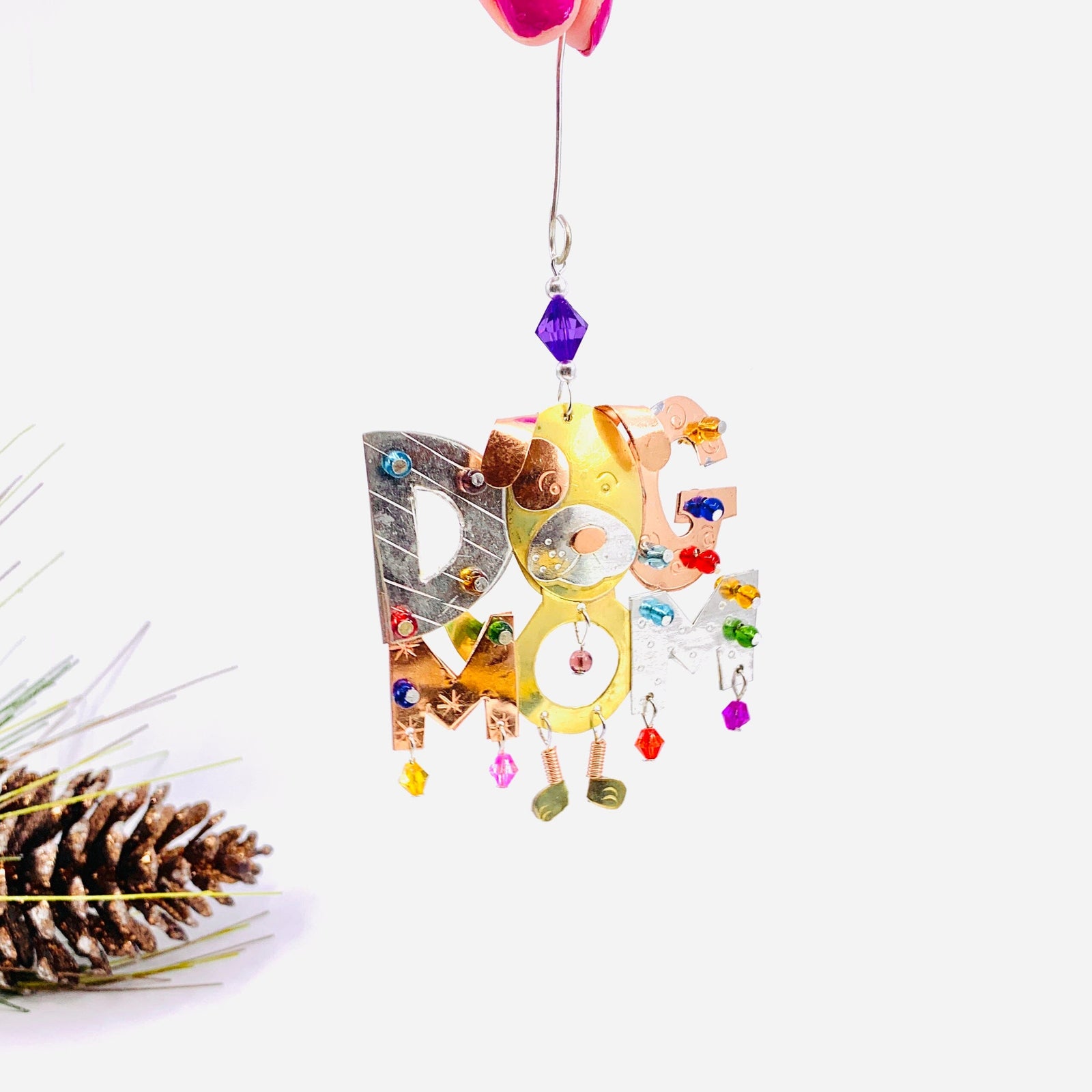 Mixed Metal Ornament Dog Mom, 29 Miniature Pilgrim Imports 