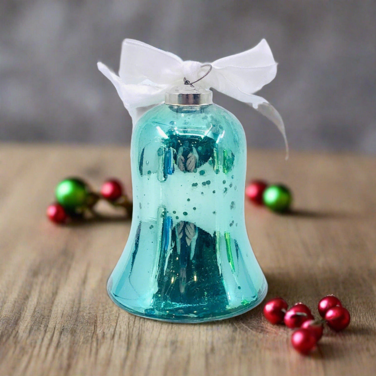 Mercury Glass Bell, Teal India House Brass 