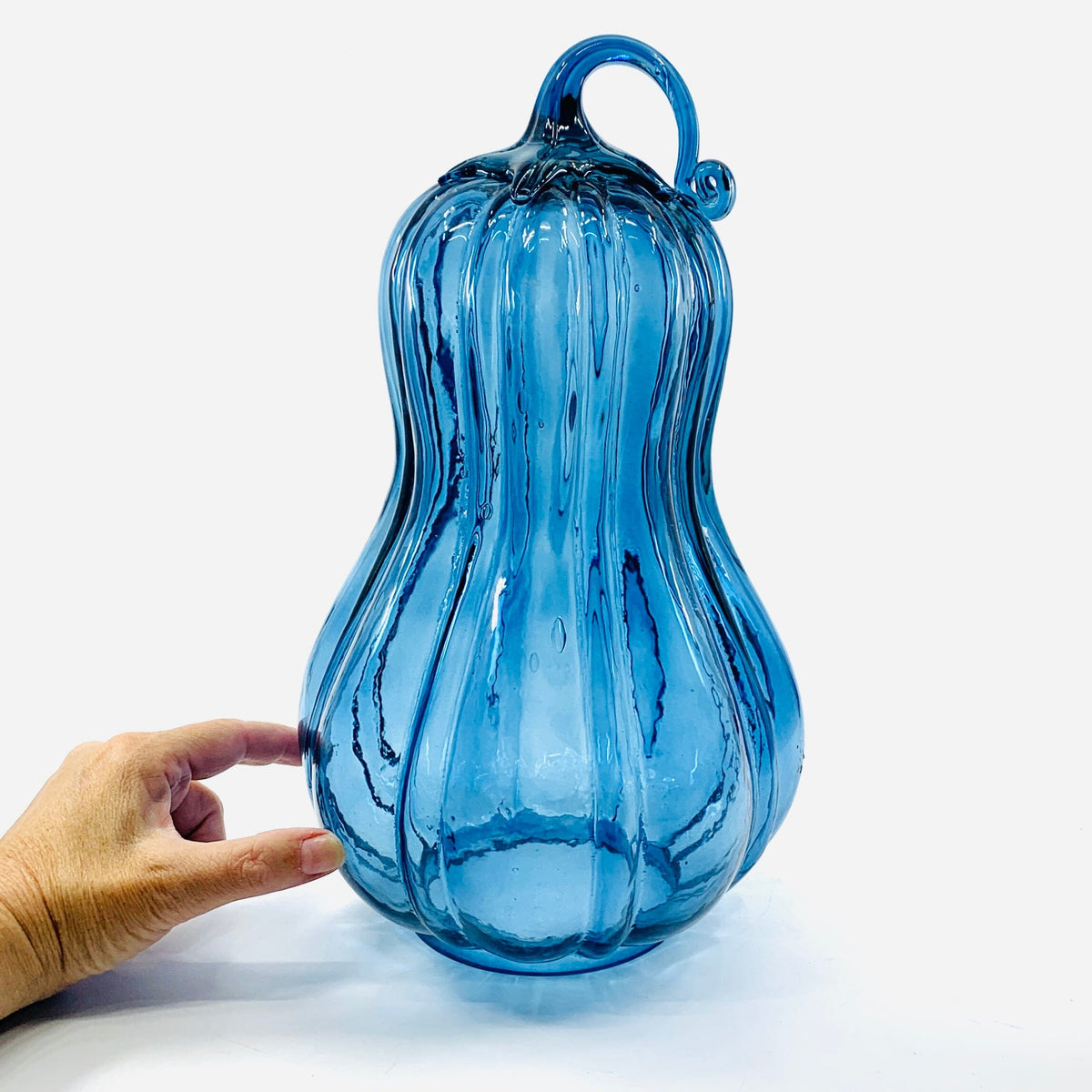Glass Gourd Dome - Indigo India House Brass 