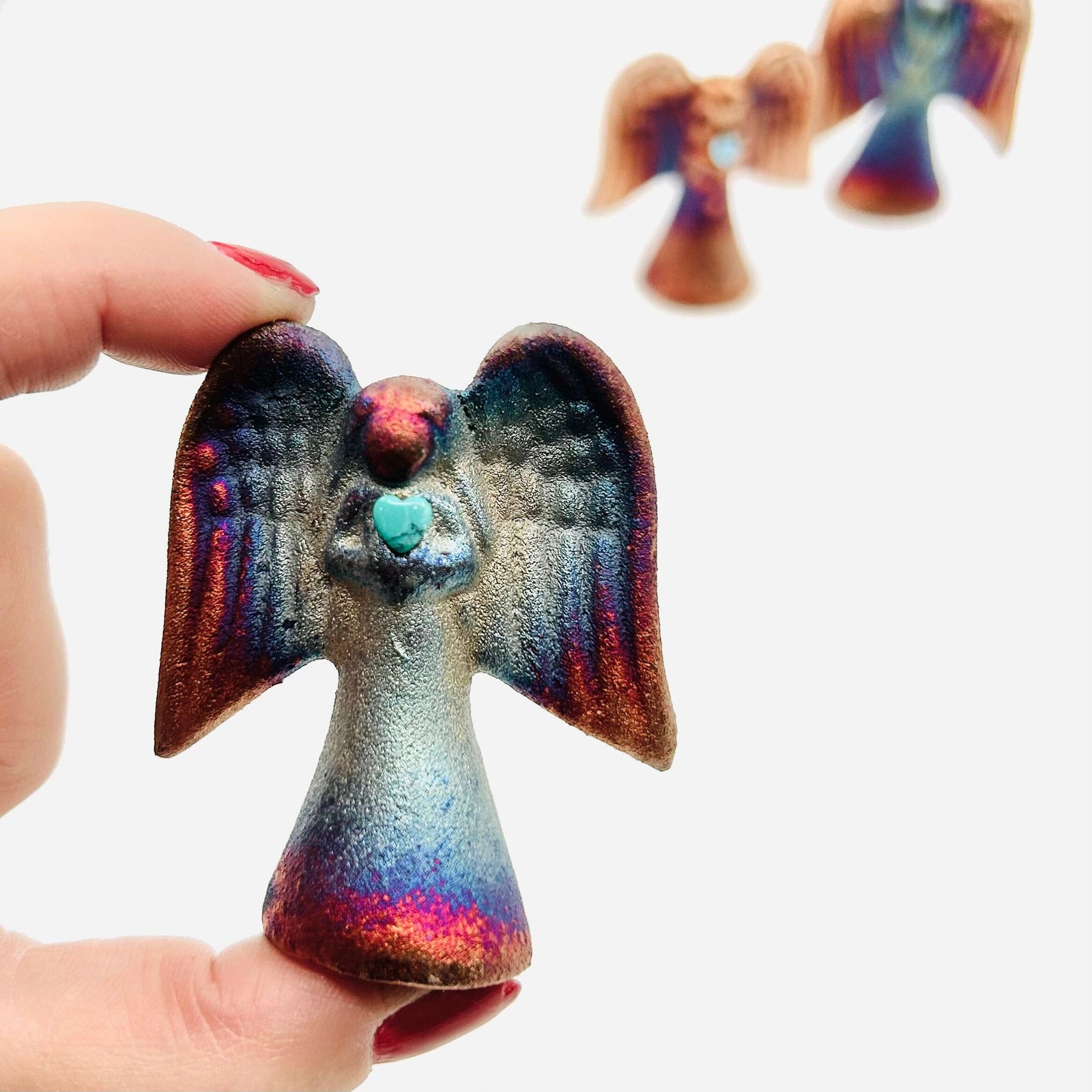 Raku Iridescent Spirit Angel Miniature Joy Crafters INC 