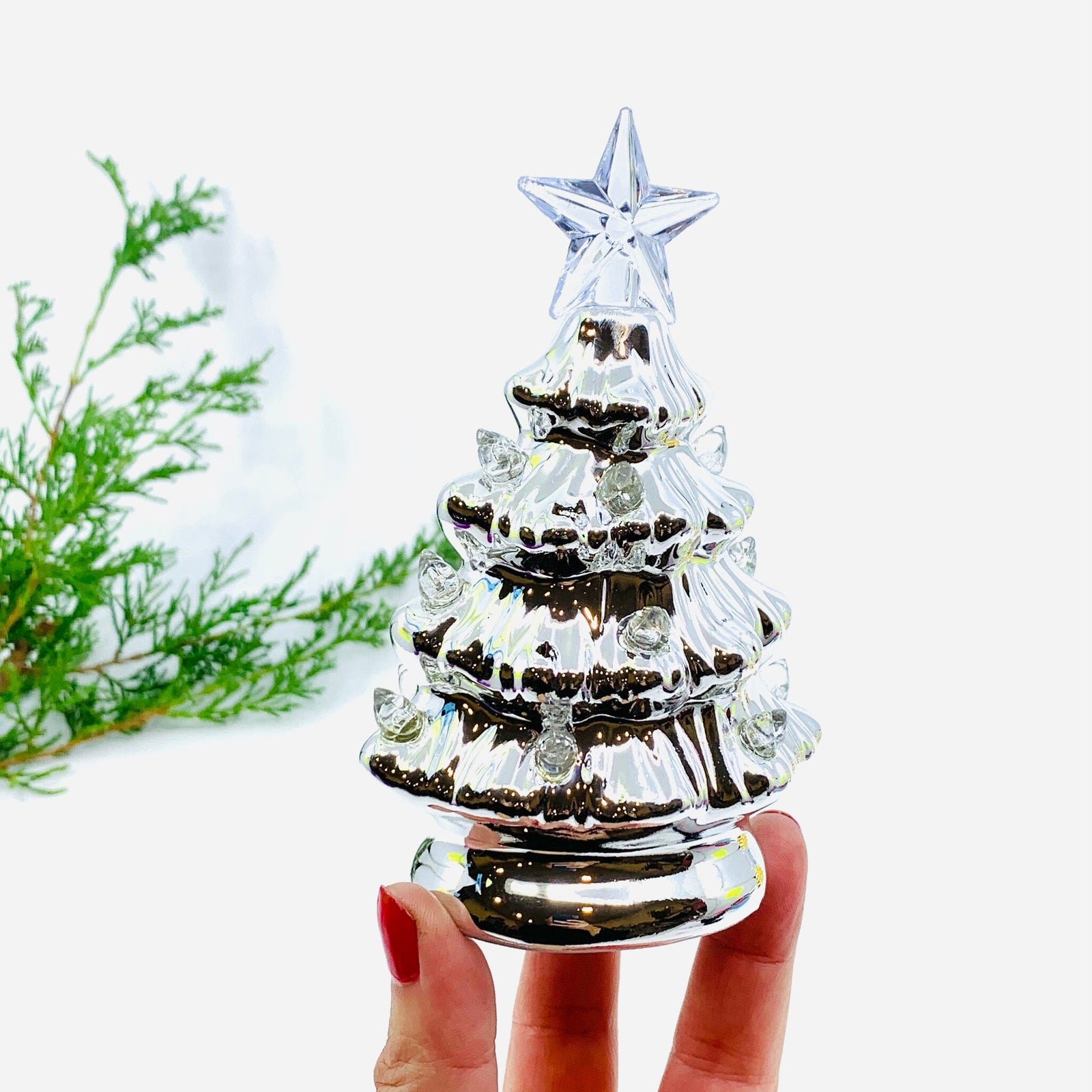 Metallic Lite-Up Tree, Warm Silver One Hundred 80 Degrees 