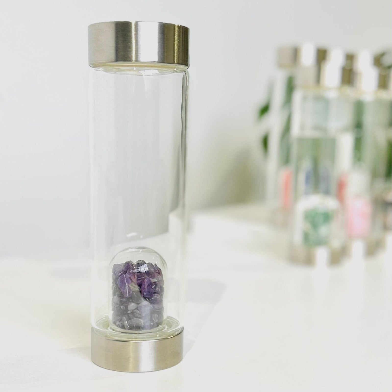 Gemstone Water Bottle, Amethyst Earth's Elements 