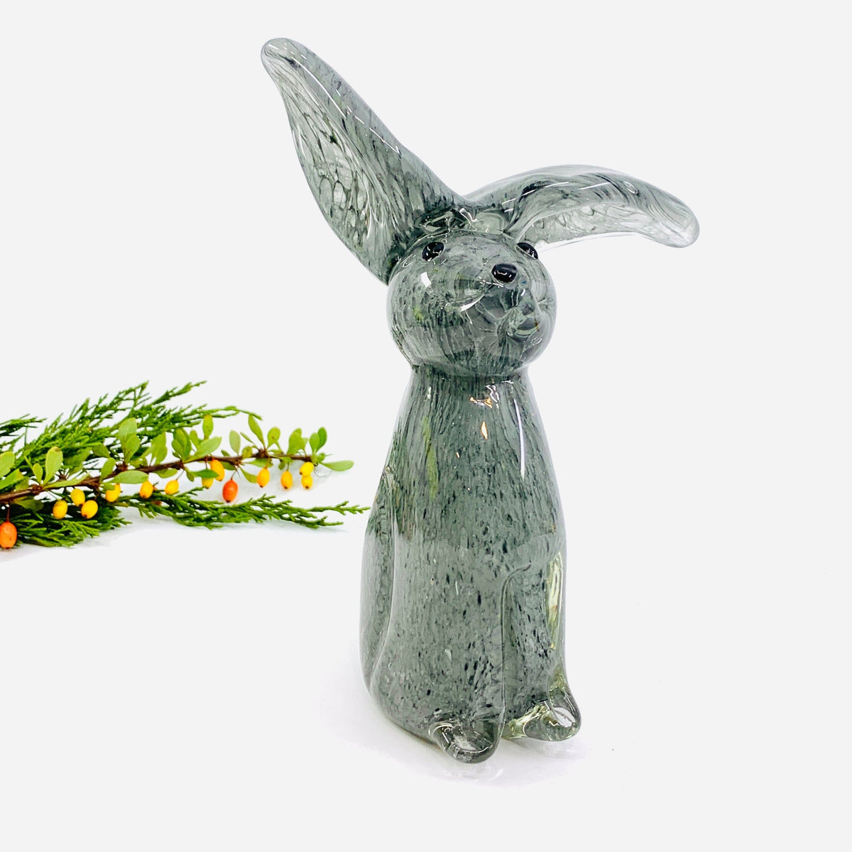 Perky Glass Rabbit, Gray Decor Chesapeake Bay 
