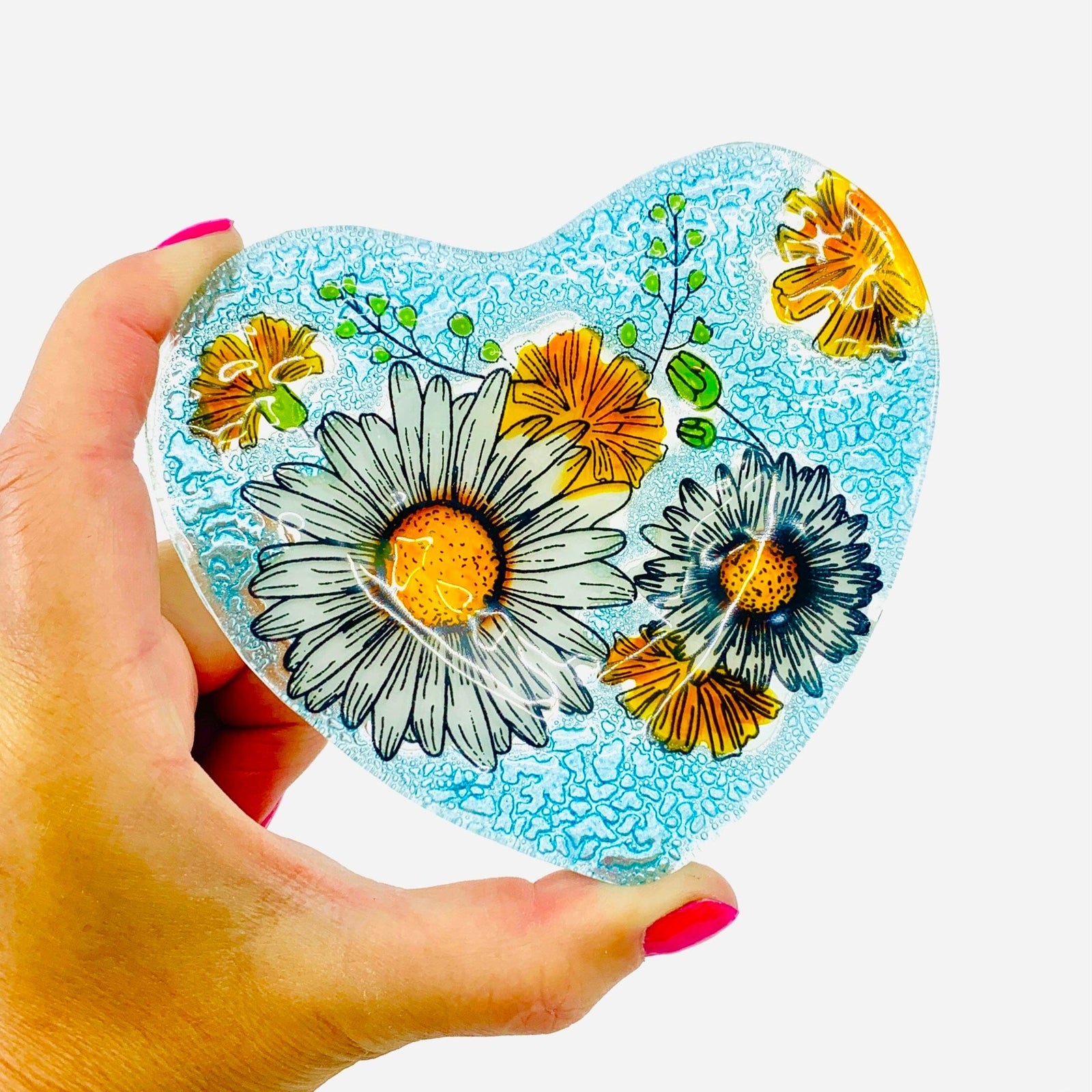 Fair Trade Heart Plate 1 - Daises Dishware Pam Peana 