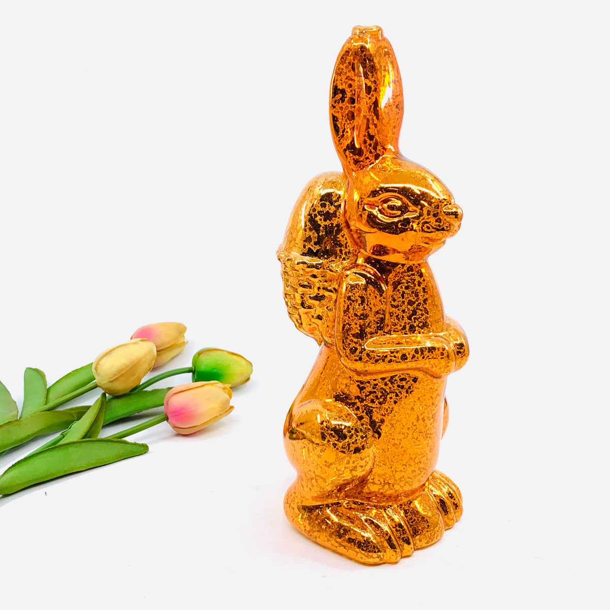 Mercury Glass Easter Rabbit 10"- Orange One Hundred 80 Degrees 