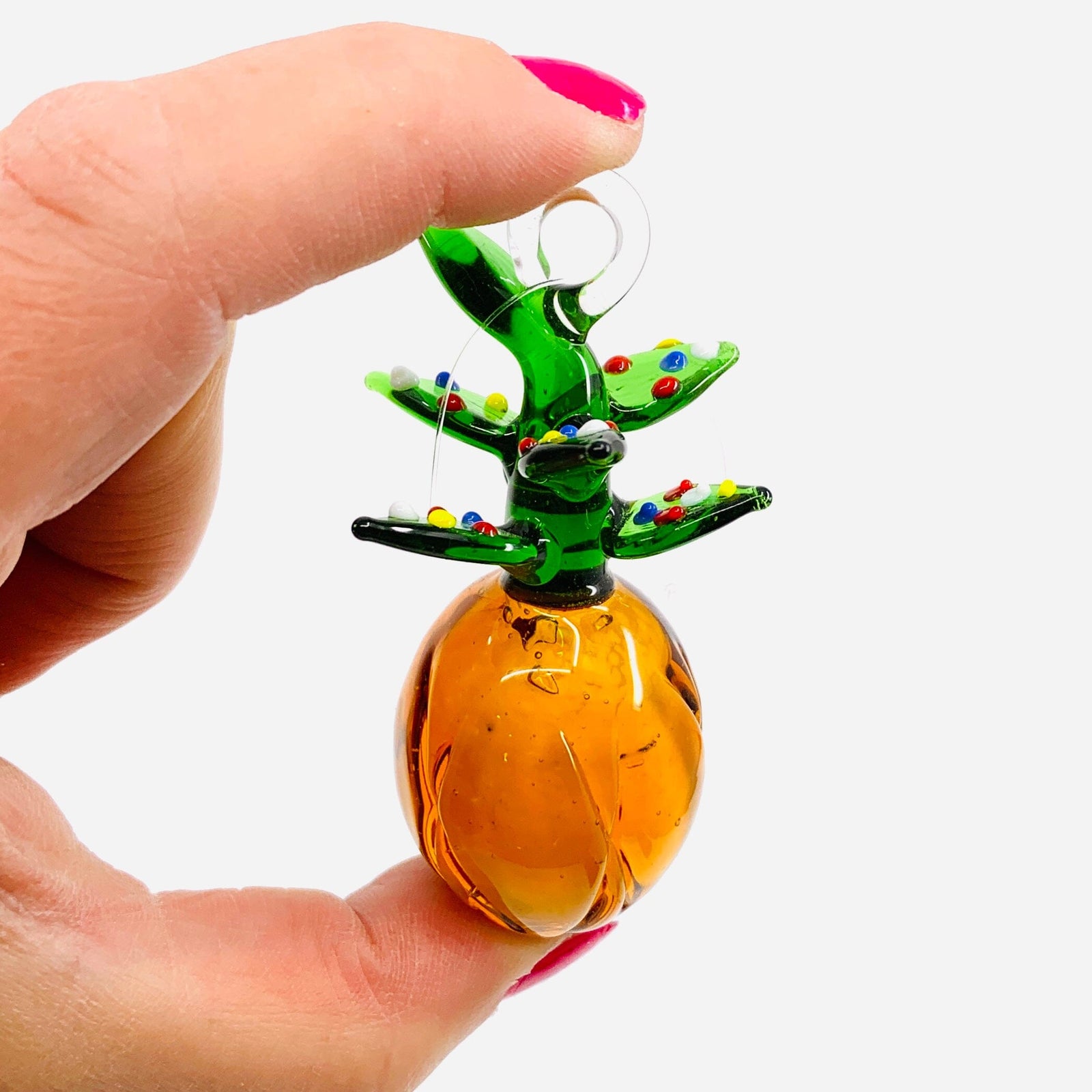 Pineapple Artglass Ornament Miniature C&F Enterprises 