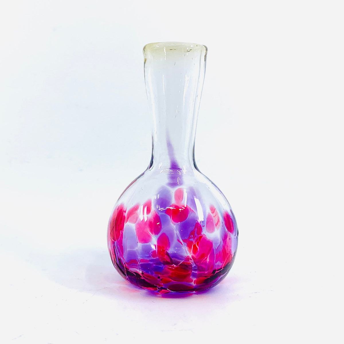 'Mom's Little Dandelion Vase', Artisan Bud Vase - Raspberry Henrietta Glass 