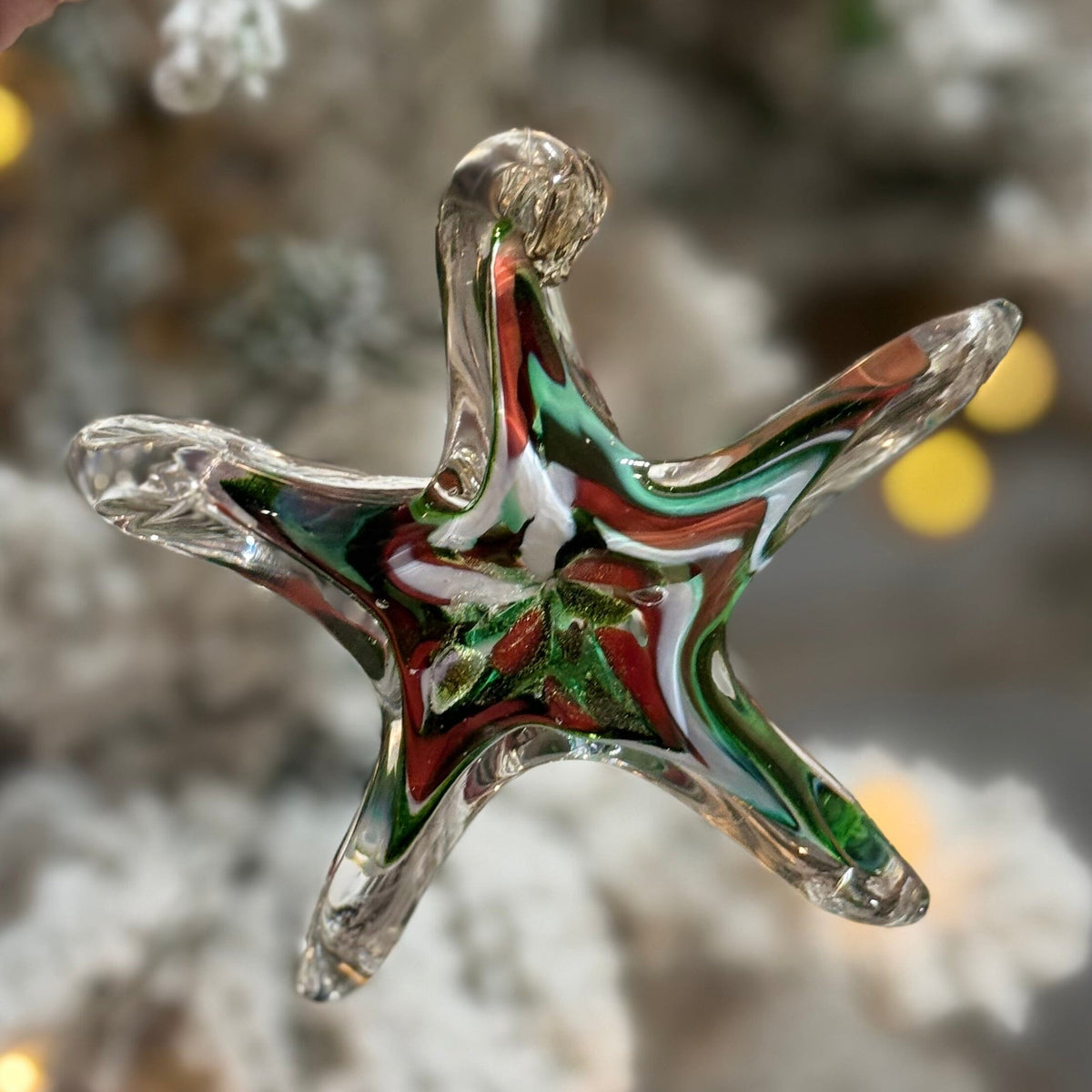 Holiday Star Ornament, Holly Ornament Luke Adams Glass Blowing Studio 