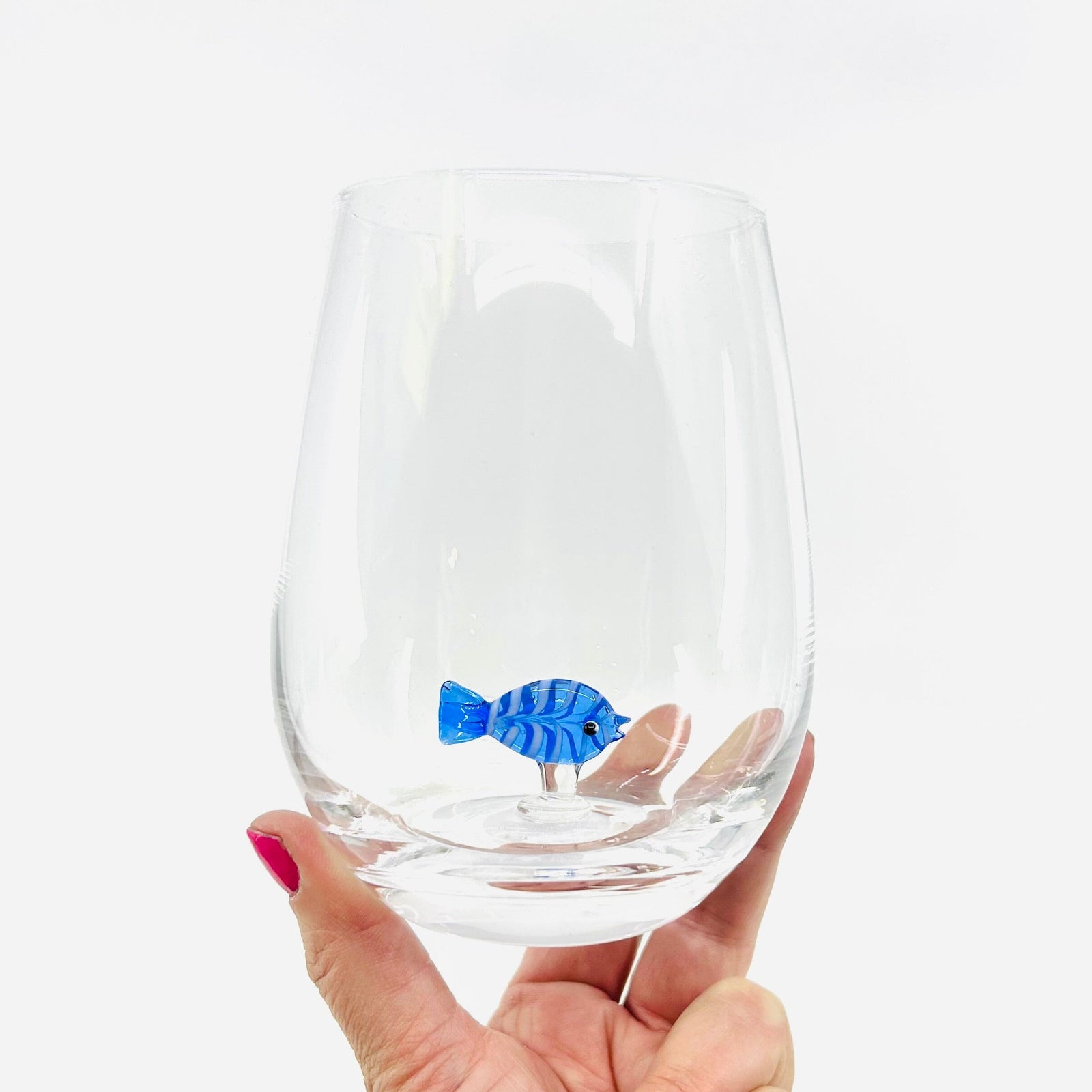 Tiny Animal Large Pour Wine Glass, Fish Decor Creative Co-Op 