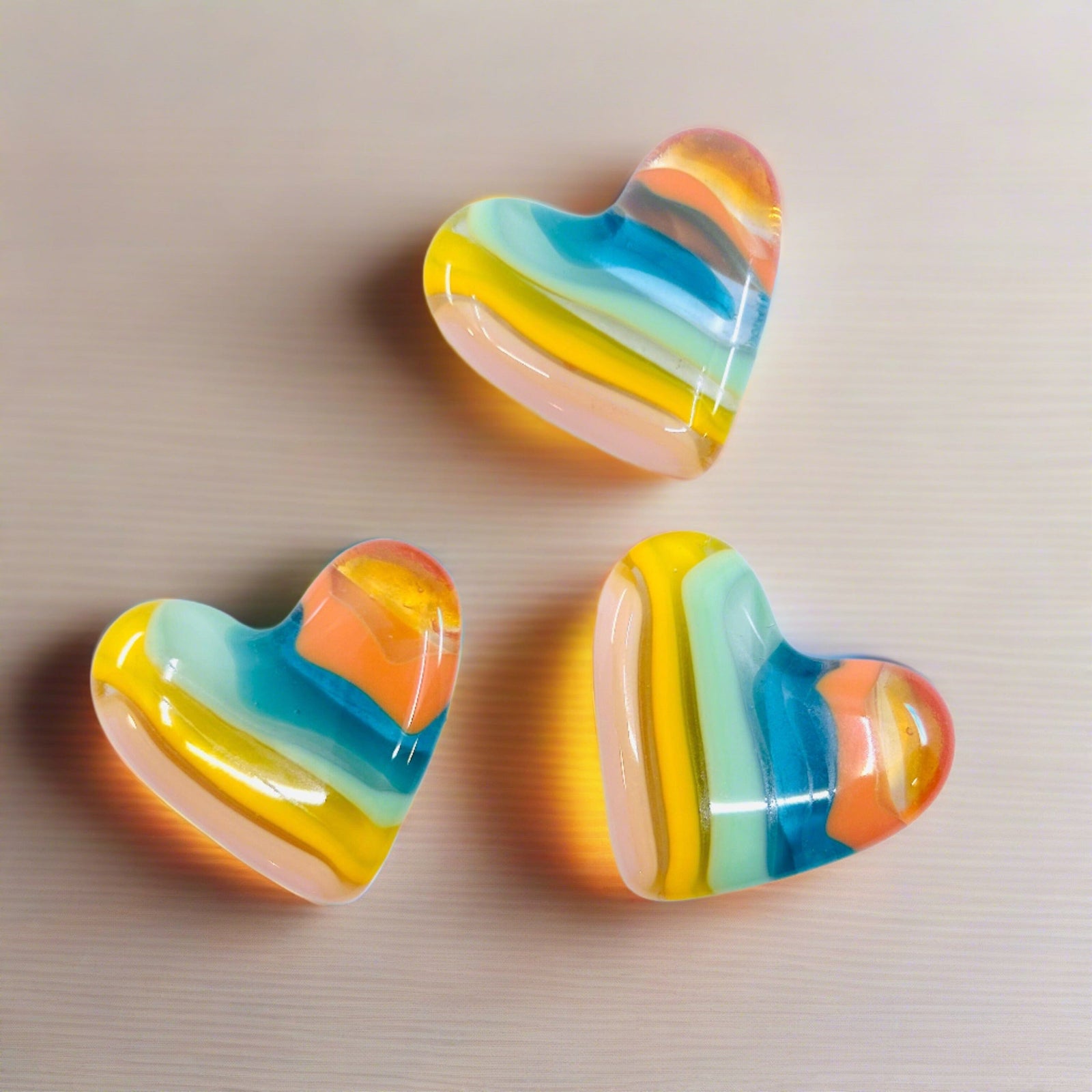 Fused Pocket Heart, Retro Surf Stripe Miniature Jean 