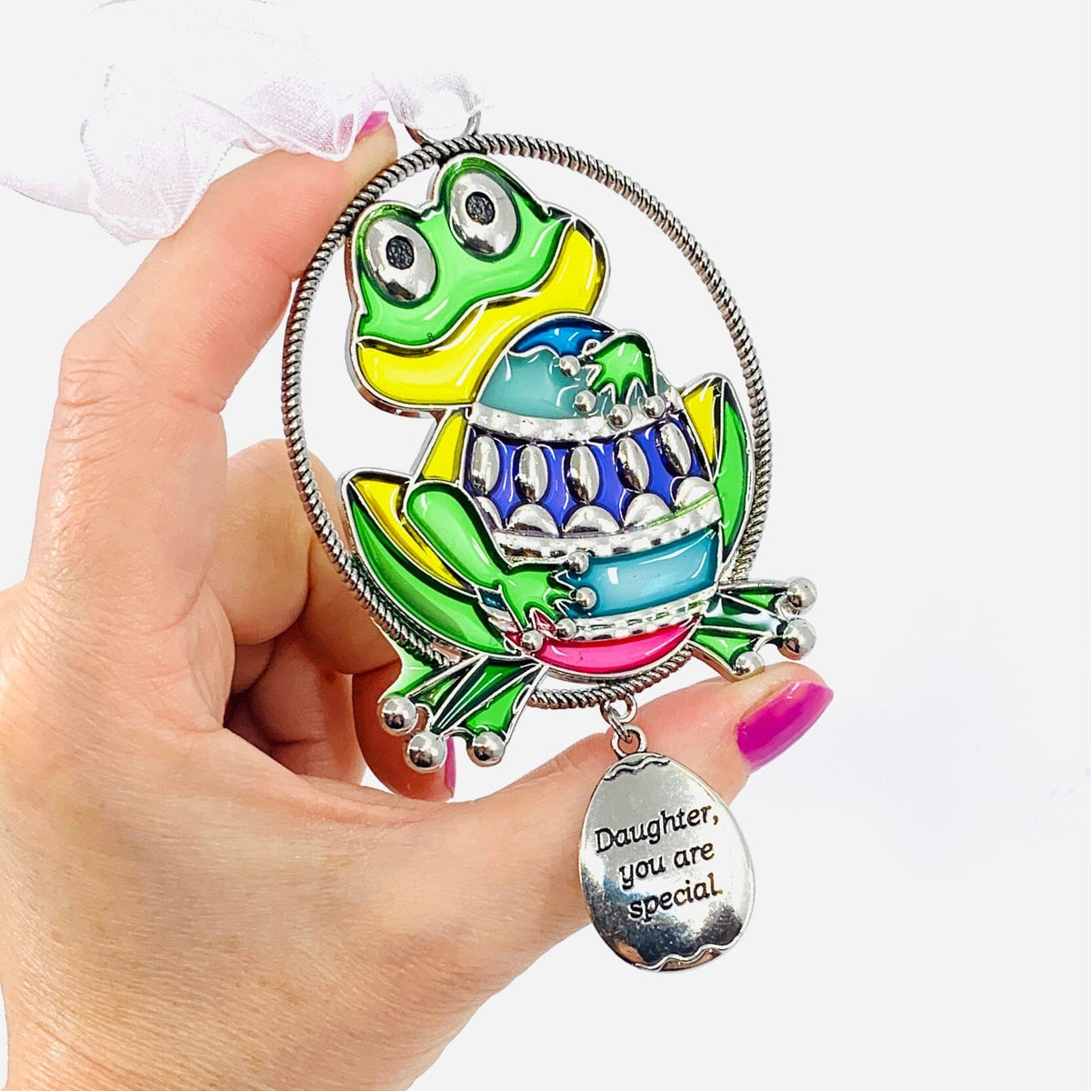 Stained Glass Easter Ornaments, Frog Decor GANZ 