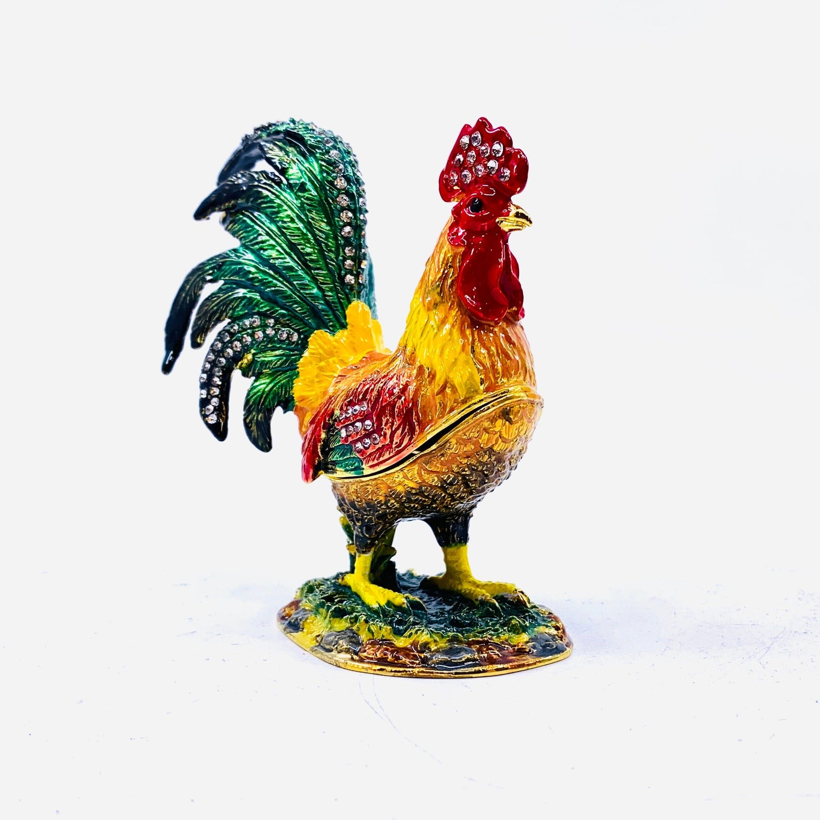 Bejeweled Enamel Trinket Box 8, Rooster Decor Kubla Craft 