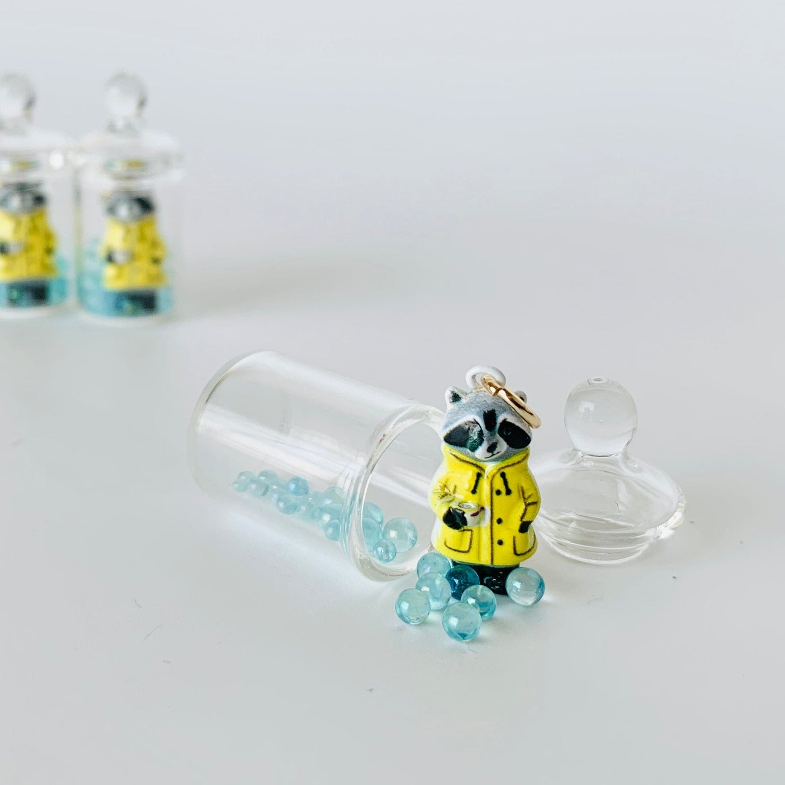 Tiny Rainy Day Raccoon Jar Miniature - 