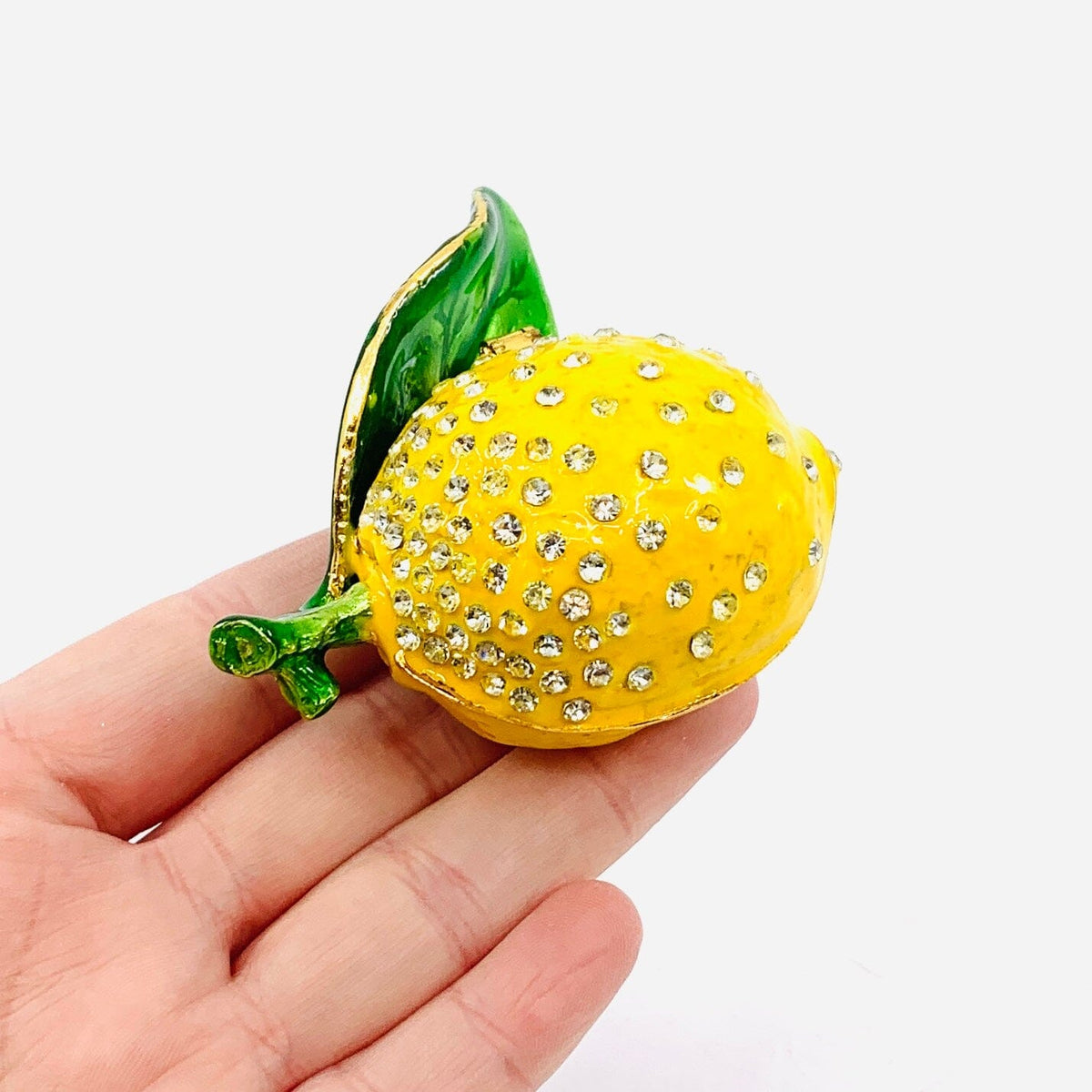 Bejeweled Enamel Trinket Box - Lemon Decor Creative Co-Op 