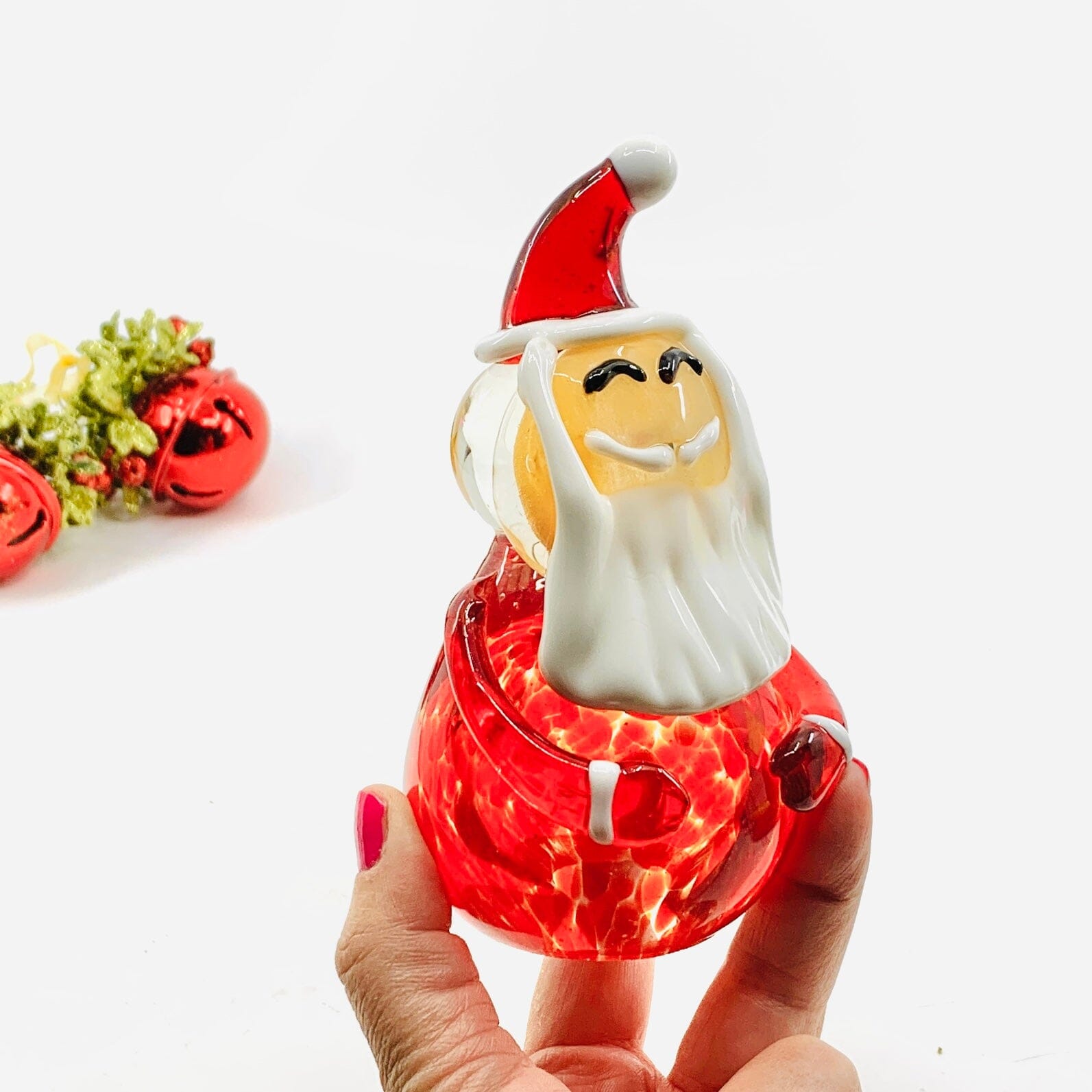 5” Blown Glass Santa Claus Diamond Star 