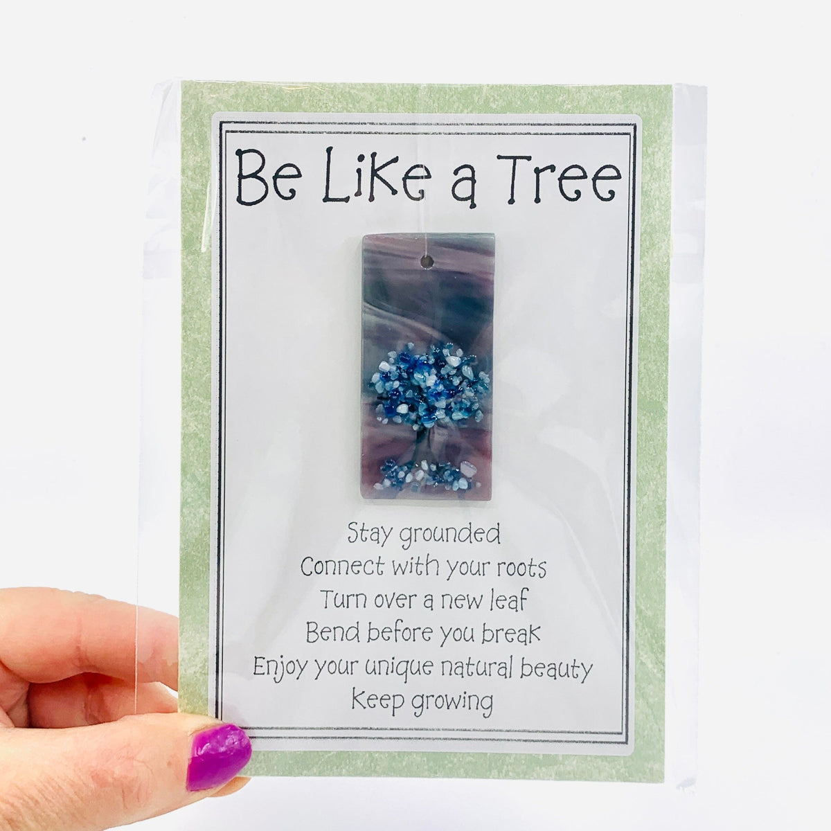 Fused Glass "Be Like a Tree” Suncatcher 53 Decor Glimmer Glass Gifts 