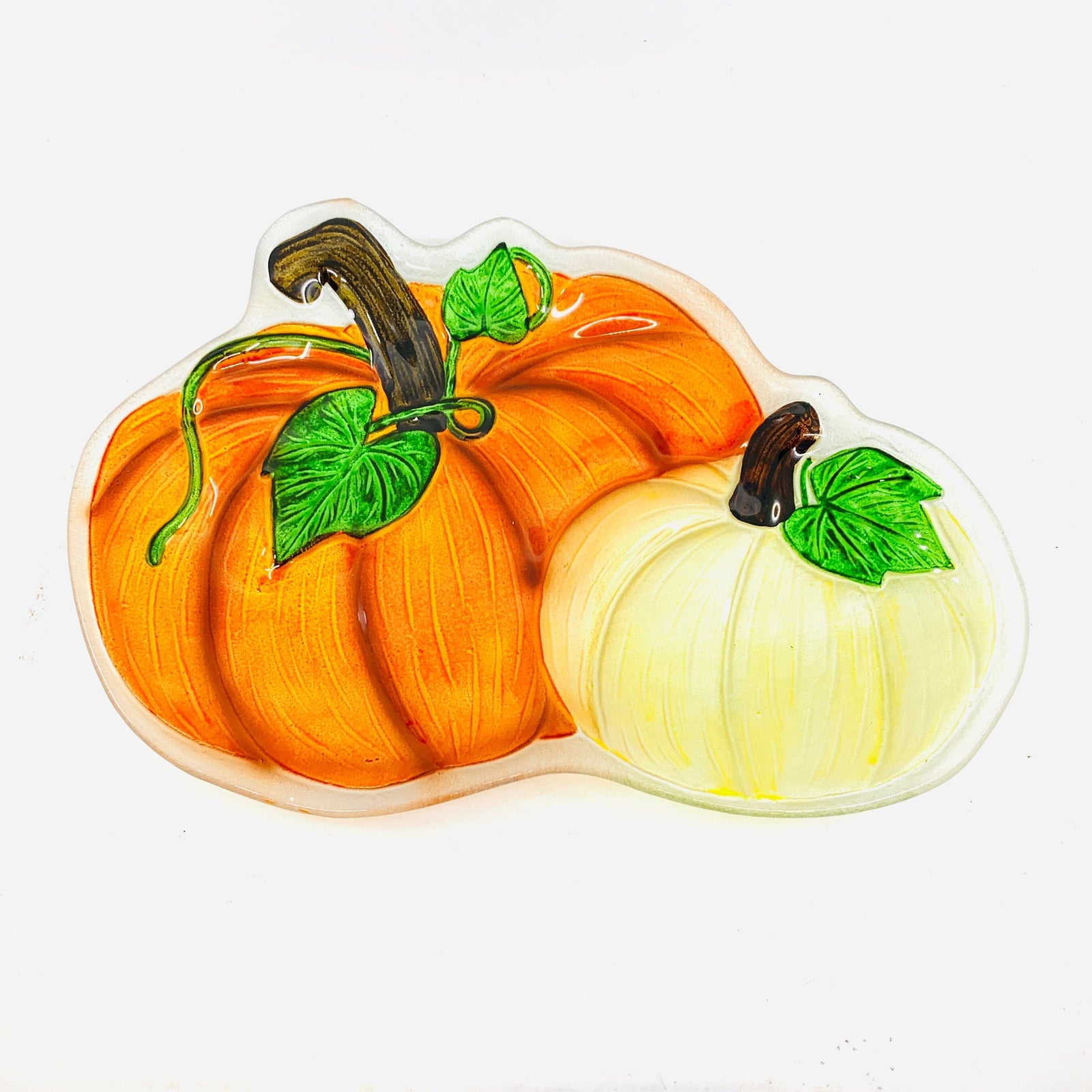 Glass Fusion Platter, Pumpkin Duo 49 C&F Enterprises 