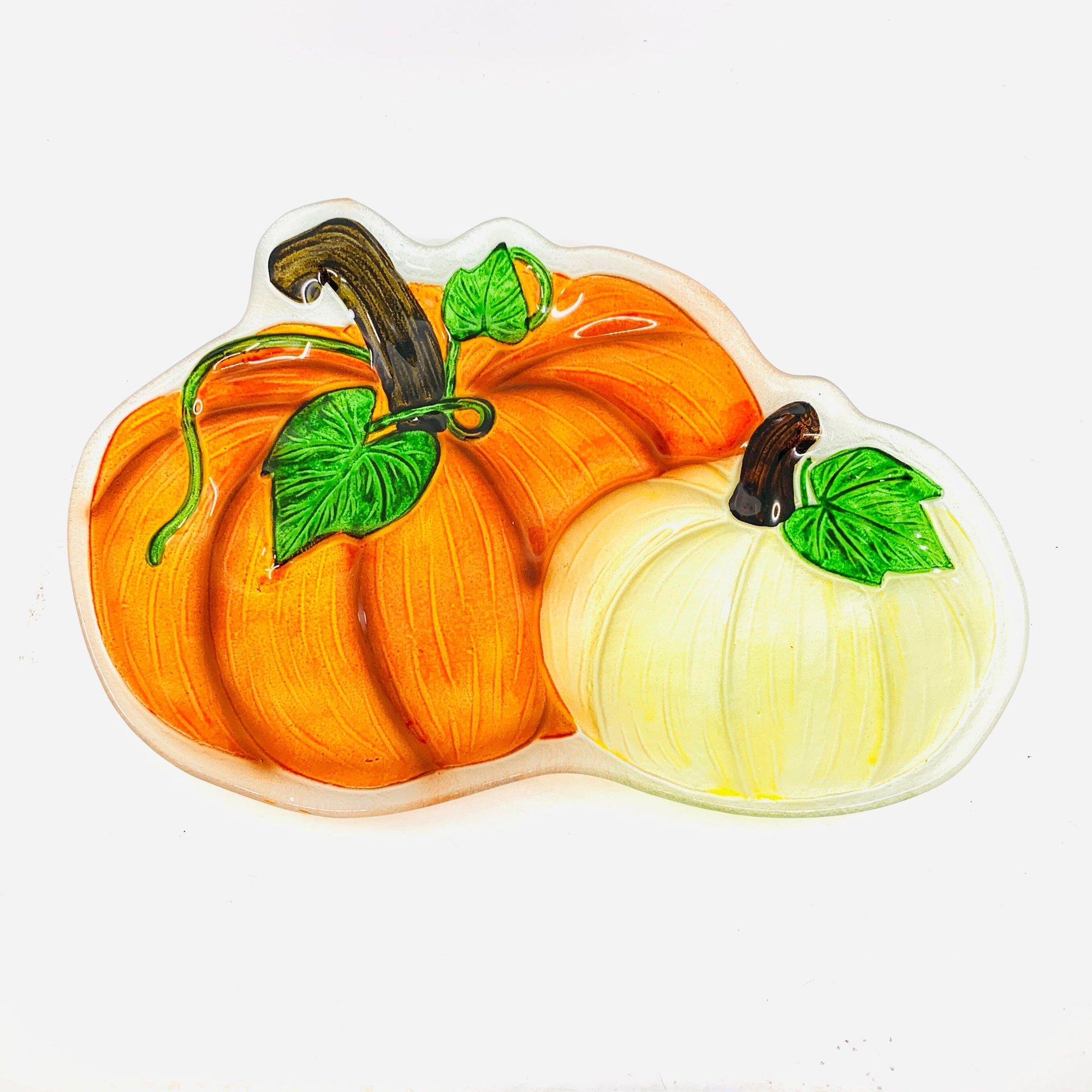 Glass Fusion Platter, Pumpkin Duo 49 C&F Enterprises 