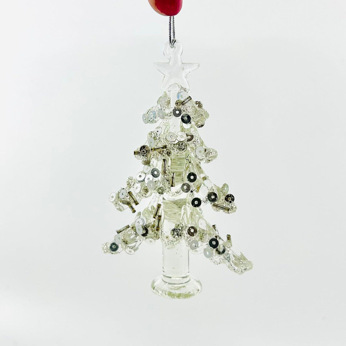 Bedazzled Glass Tree Ornament, Silver Luke Adams Glass Blowing Studio 