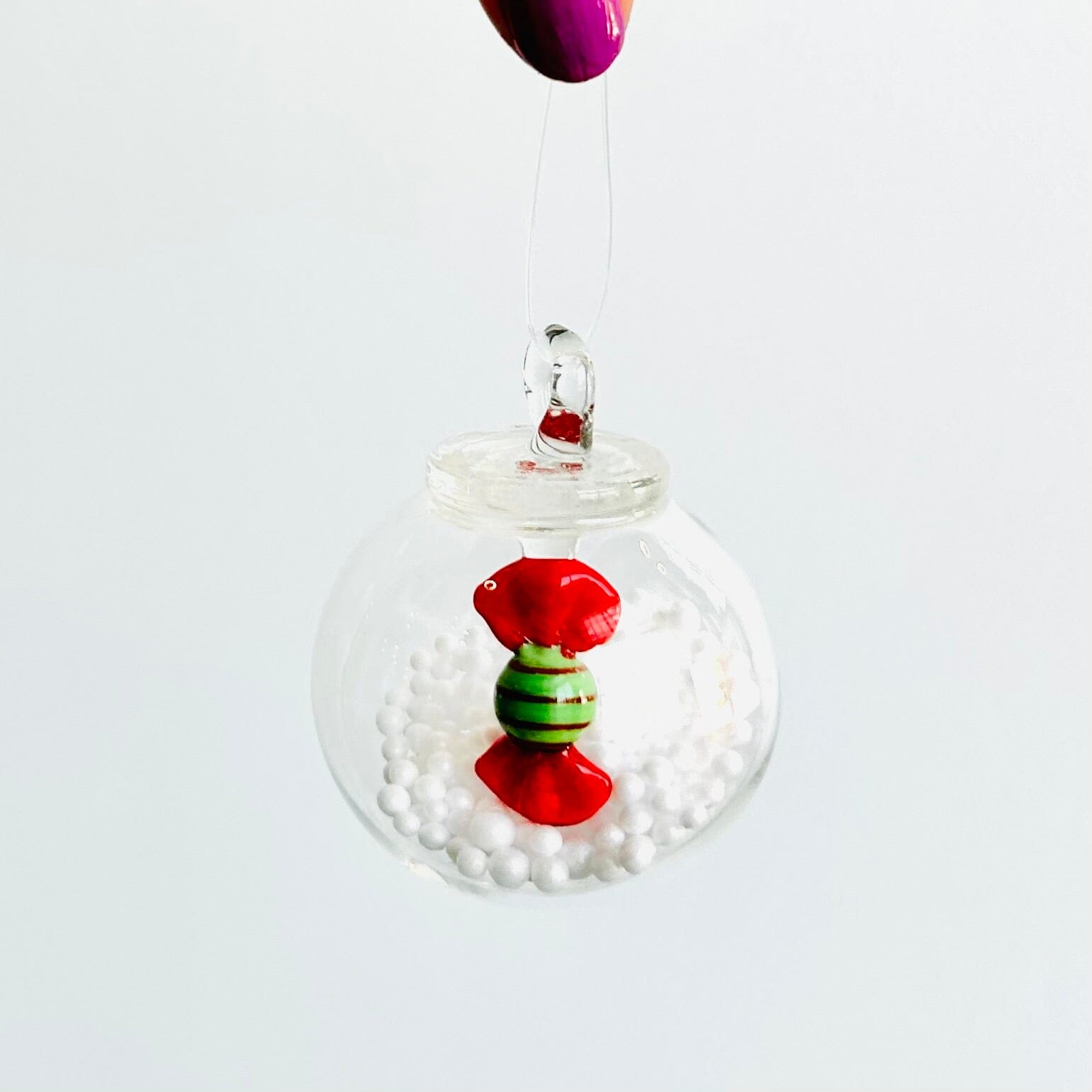 Glass Snow Globe Ornament, Candy Decor Creative Co-op 