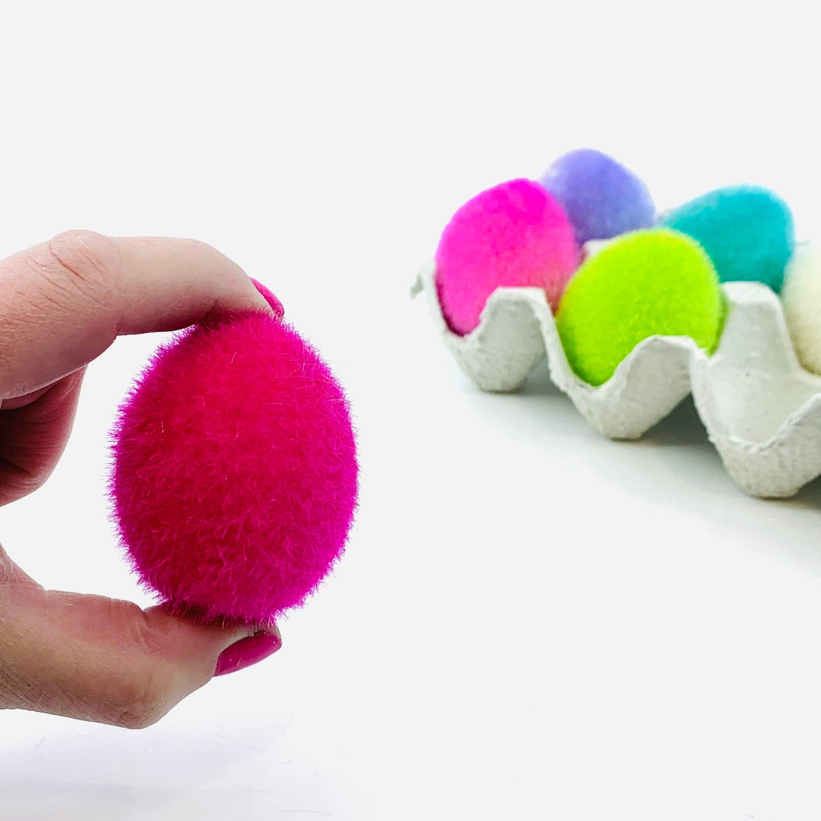 Flocked Egg, Fuscia Decor One Hundred 80 Degrees 