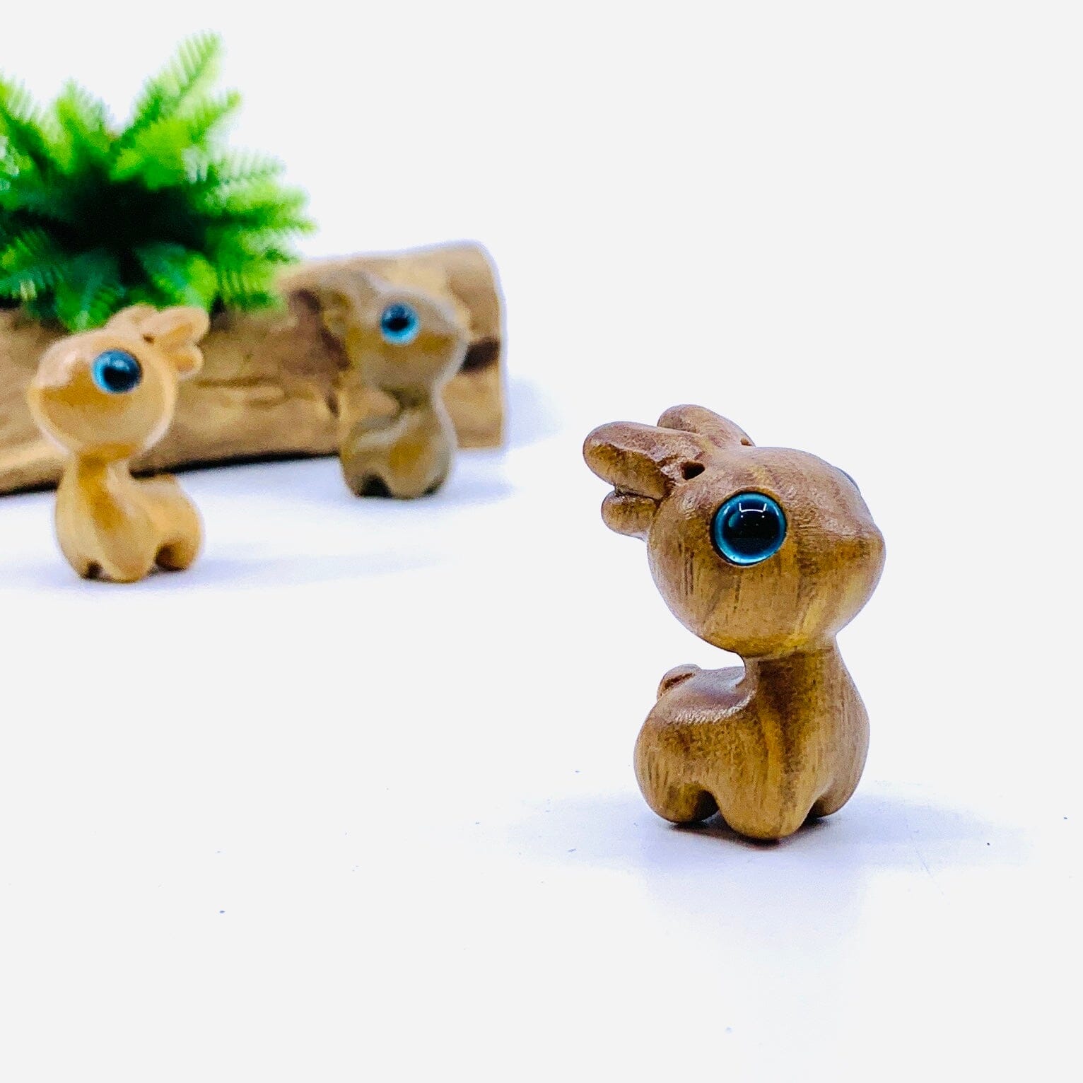 Tiny Wooden Reindeer 204 - Luke Adams Glass Blowing Studio