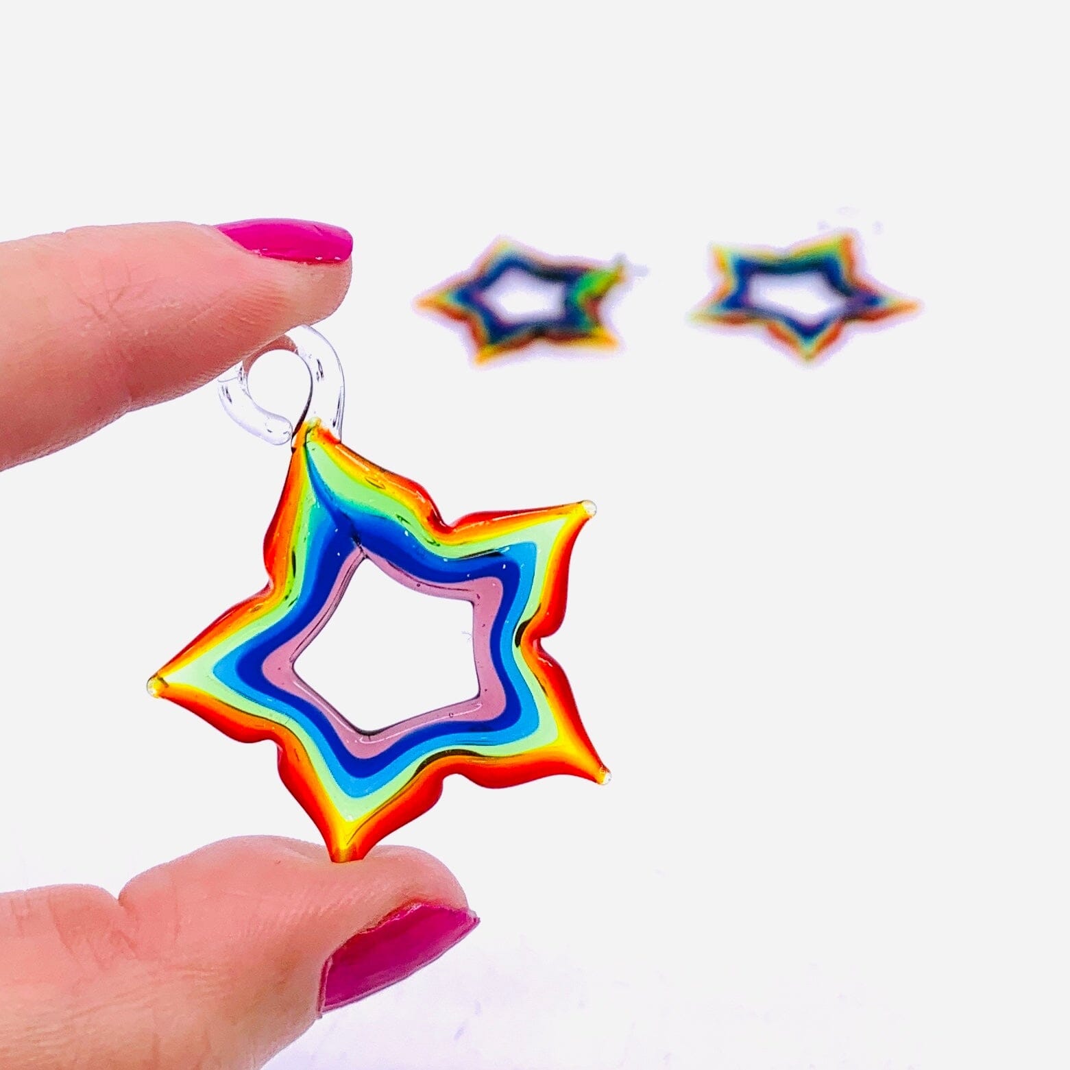 Tiny Glass Rainbow Star Ornament 97 Miniature - 