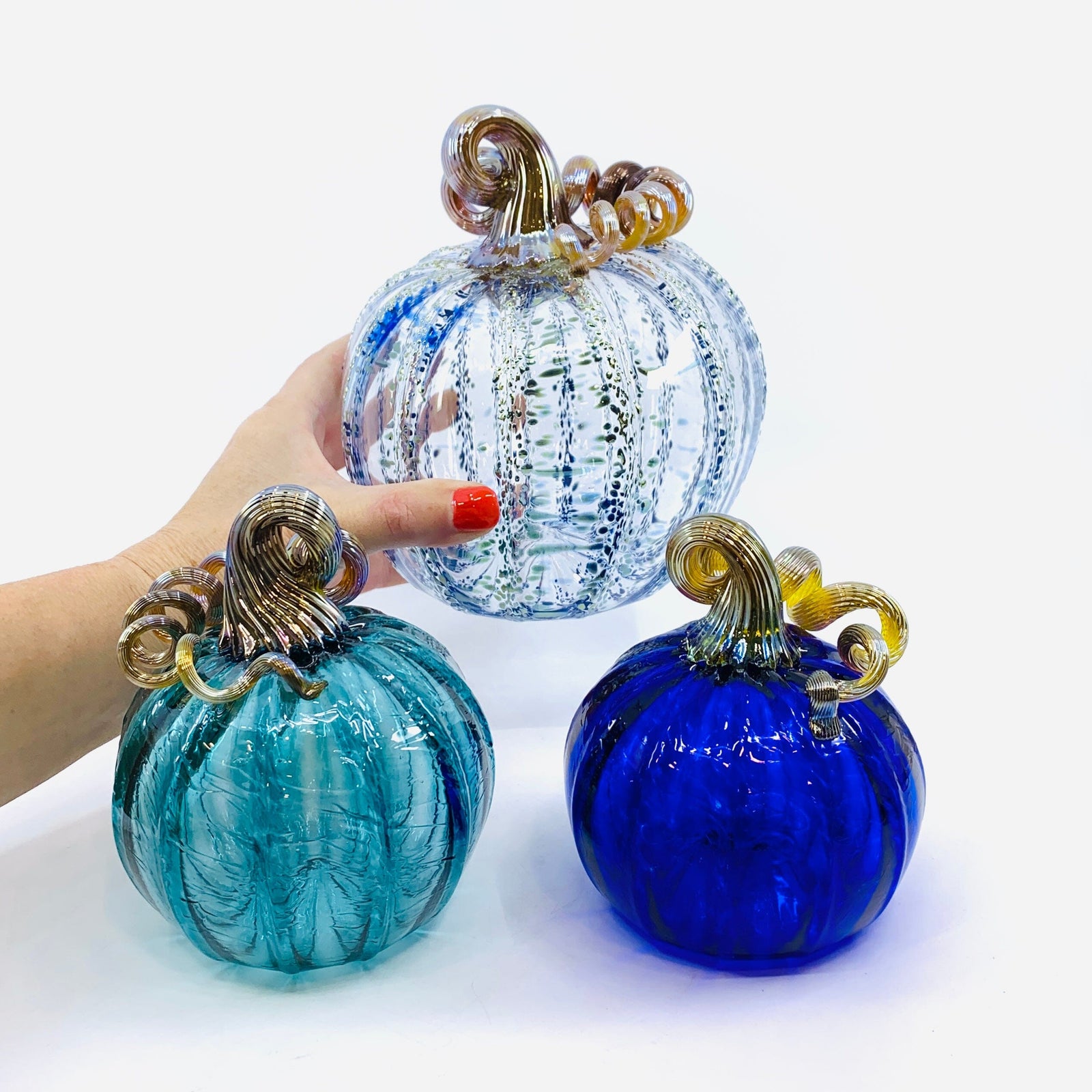Daily Pumpkin 831 Centerpiece Trio Gabby Luke Adams Glass Blowing Studio 