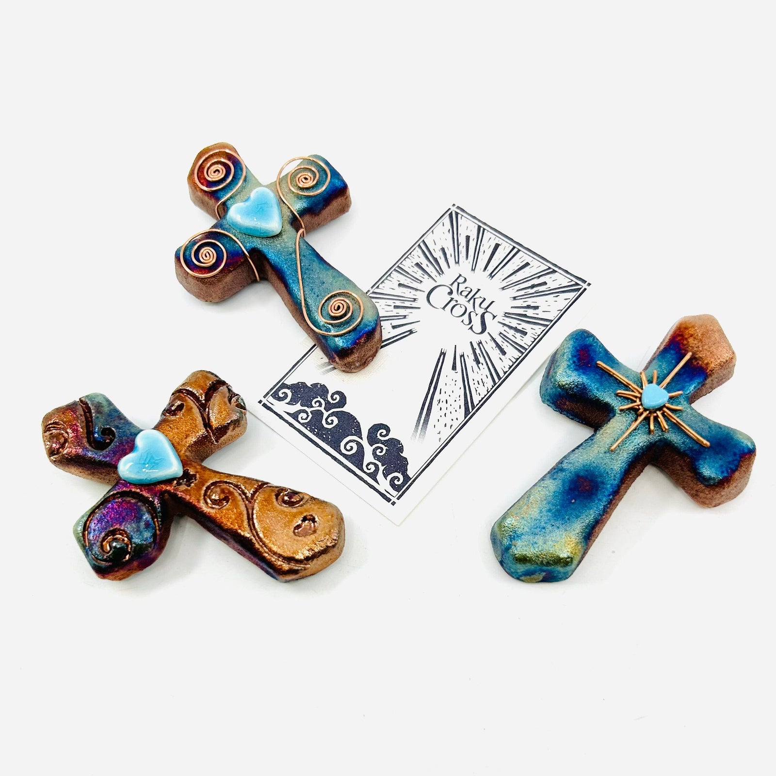 Raku Cross, Heart Home Decor Joy Crafters INC 