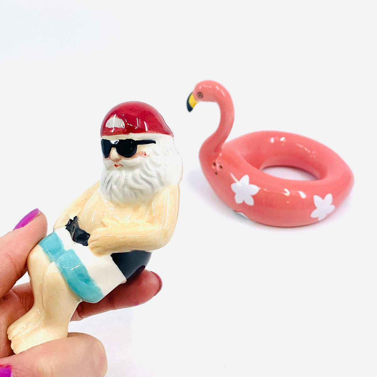 Flamingo Santa Salt and Pepper Shakers COSMOS 