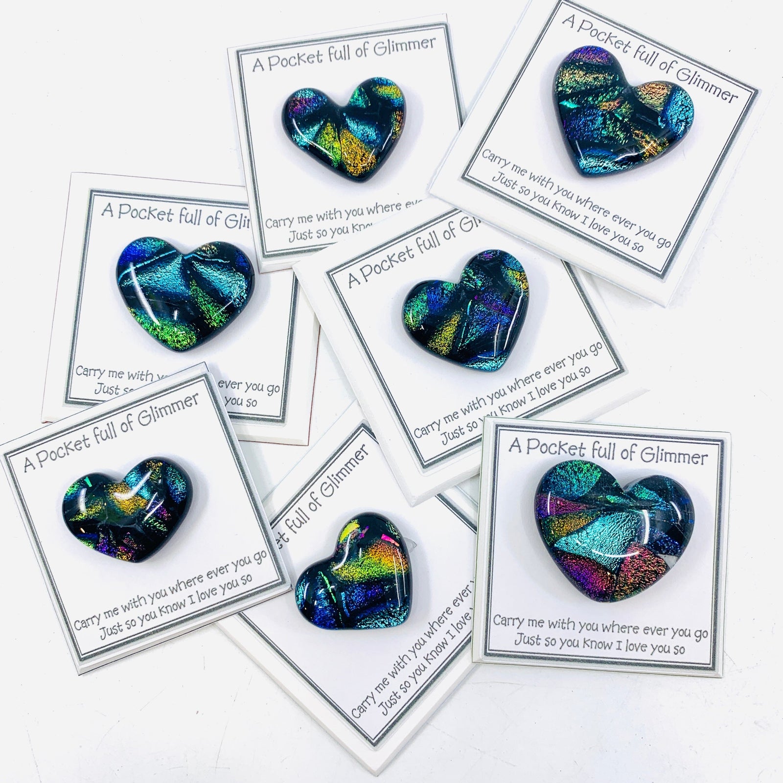 “A Pocket Full of Glimmer” Dichro Heart Decor Glimmer Glass Gifts 